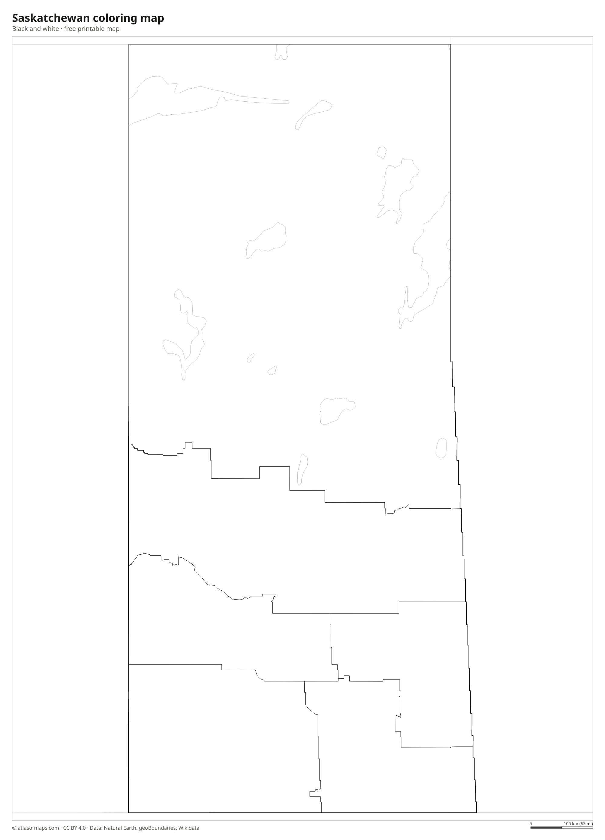Black-and-white coloring map of Saskatchewan