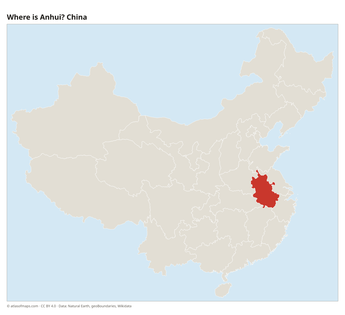 Location of Anhui in China