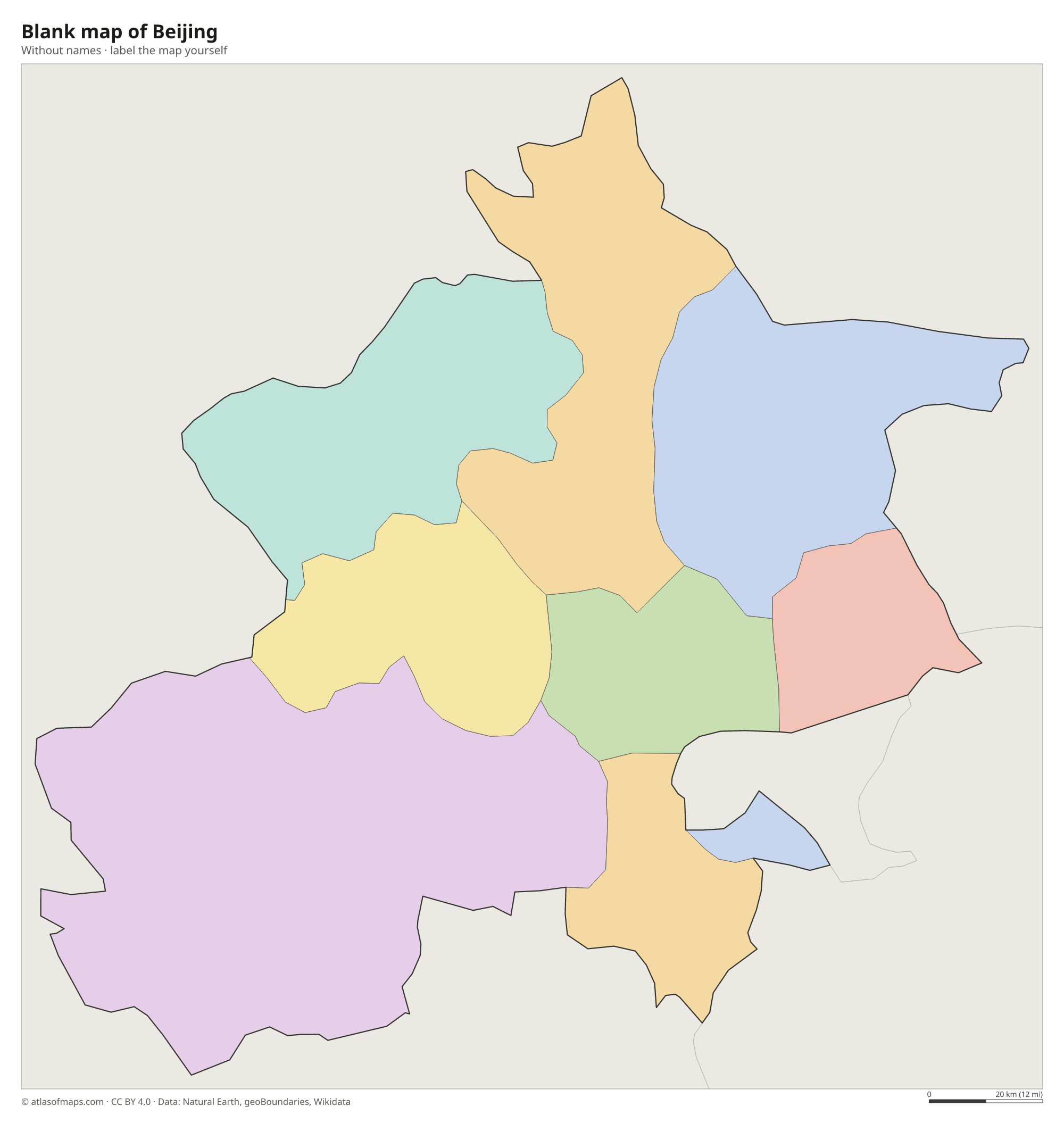 Blank map of Beijing without names