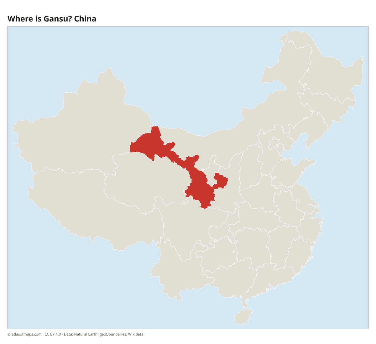 Location of Gansu in China