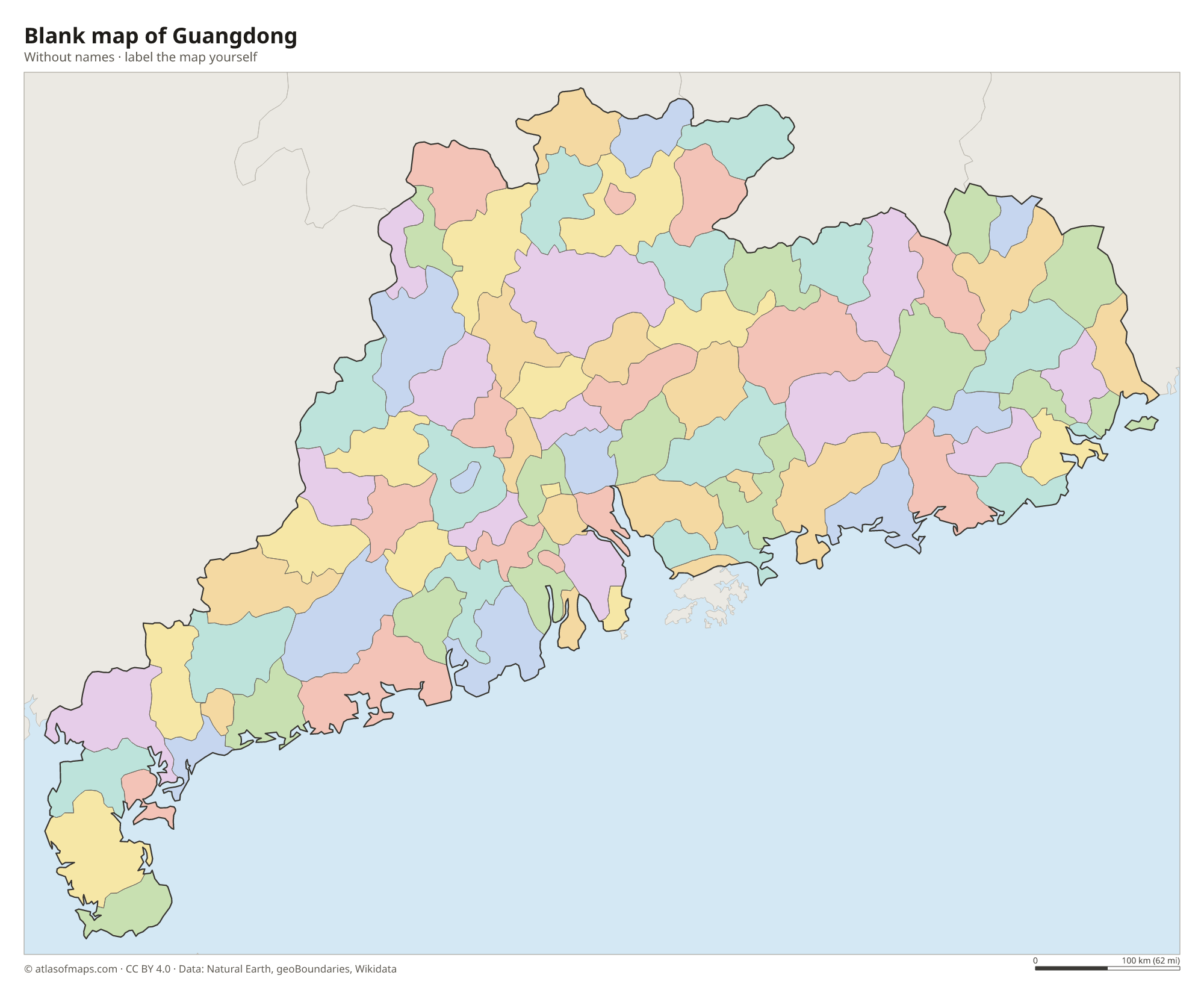 Blank map of Guangdong without names