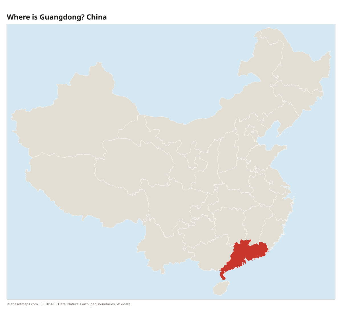 Location of Guangdong in China