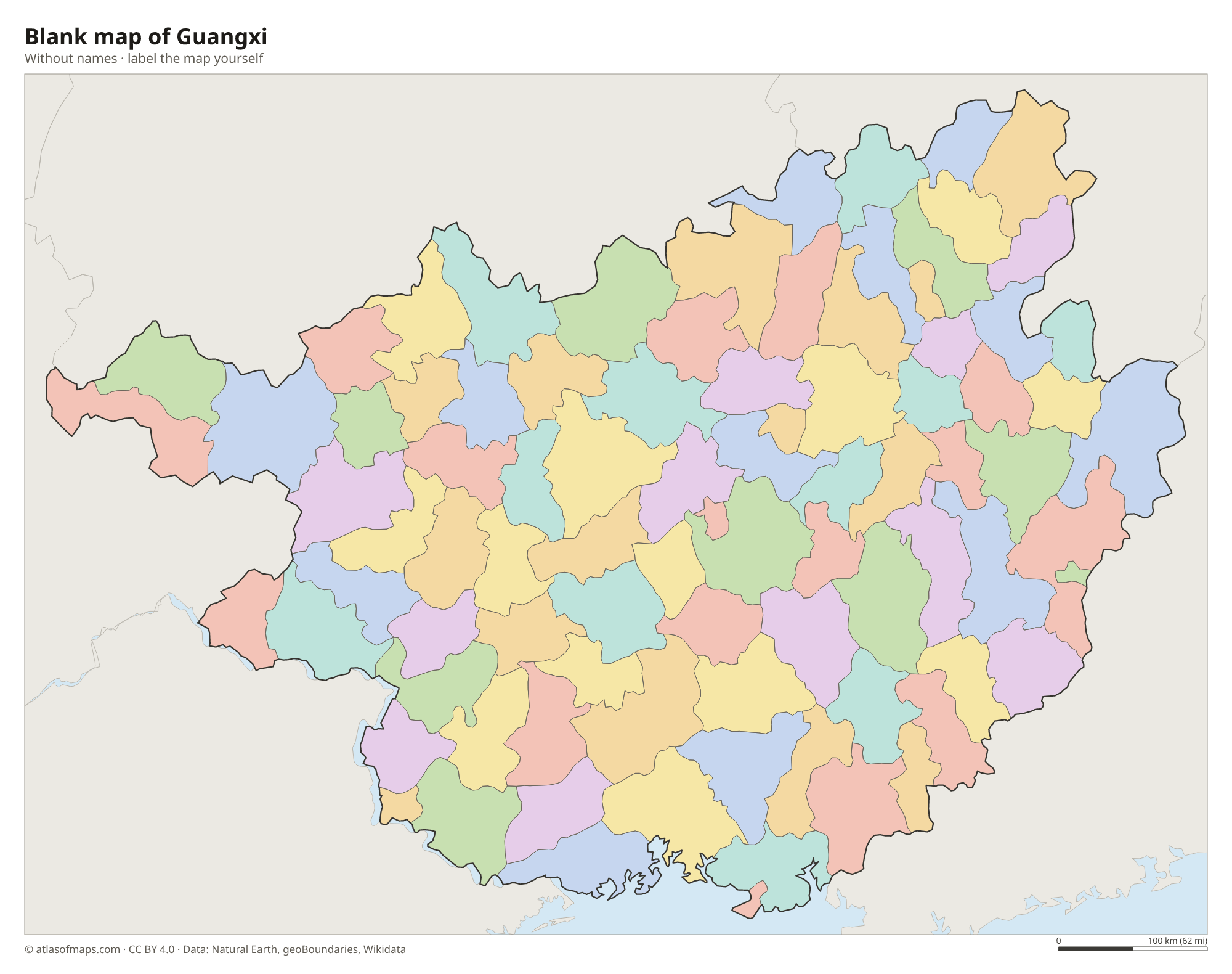 Blank map of Guangxi without names