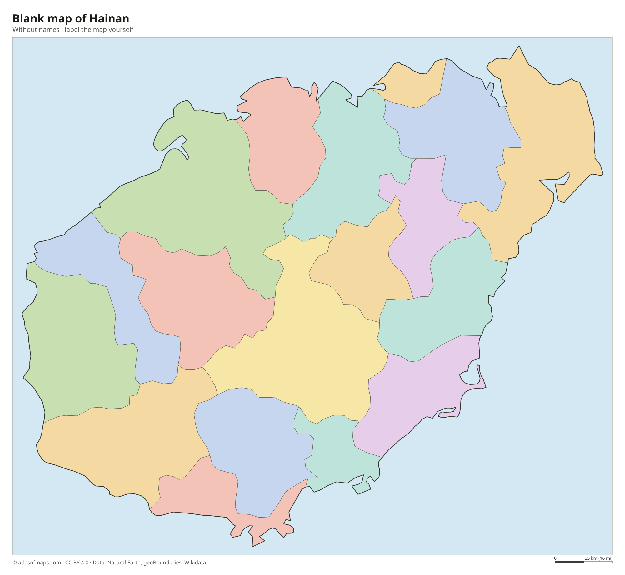Blank map of Hainan without names