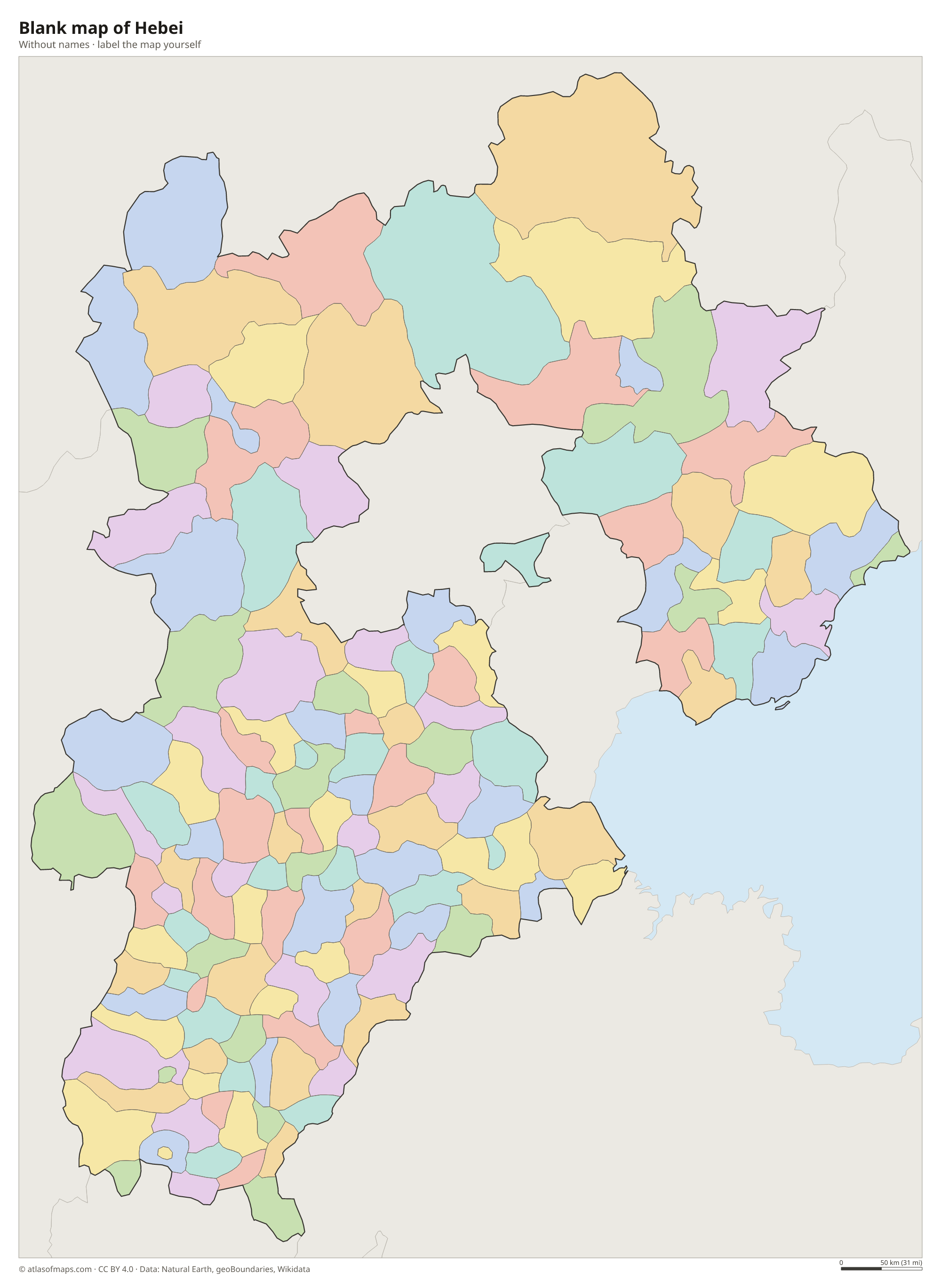 Blank map of Hebei without names