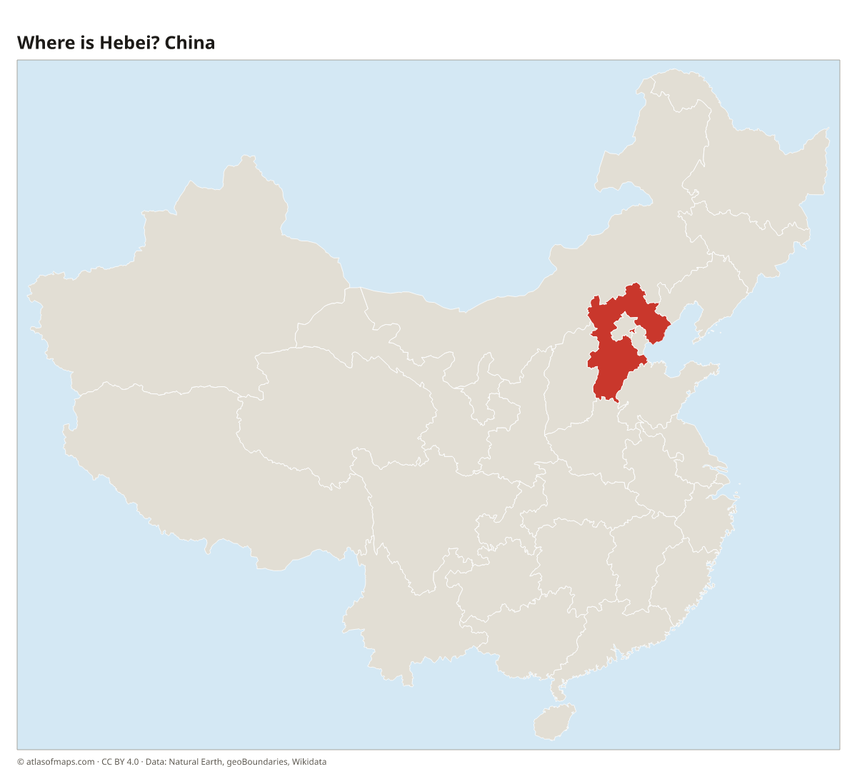 Location of Hebei in China