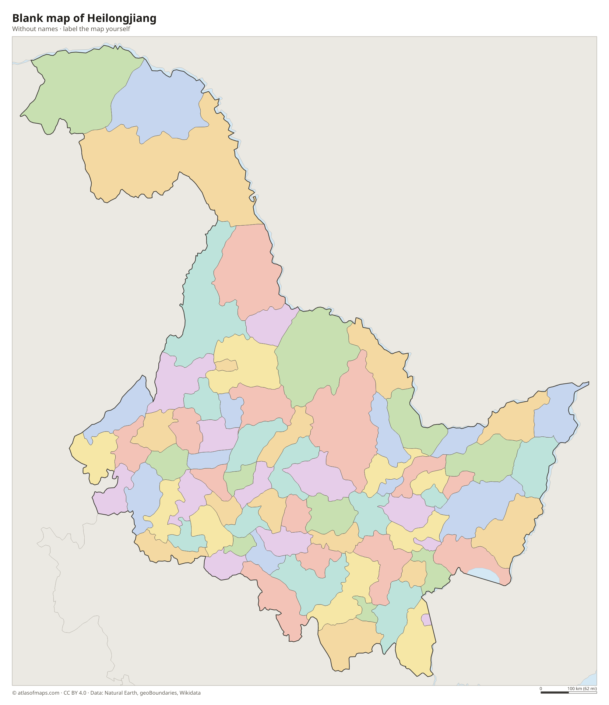 Blank map of Heilongjiang without names