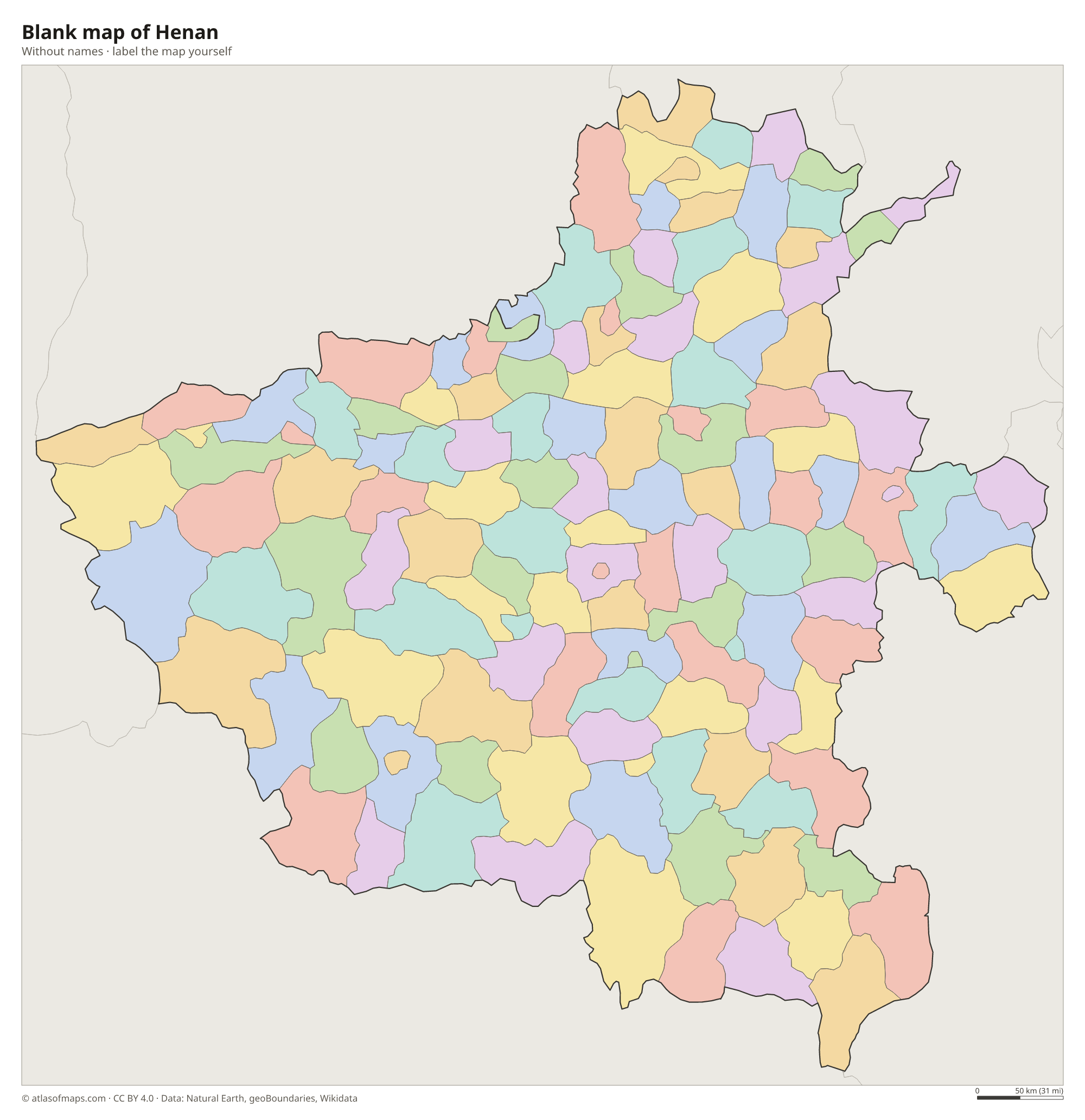 Blank map of Henan without names