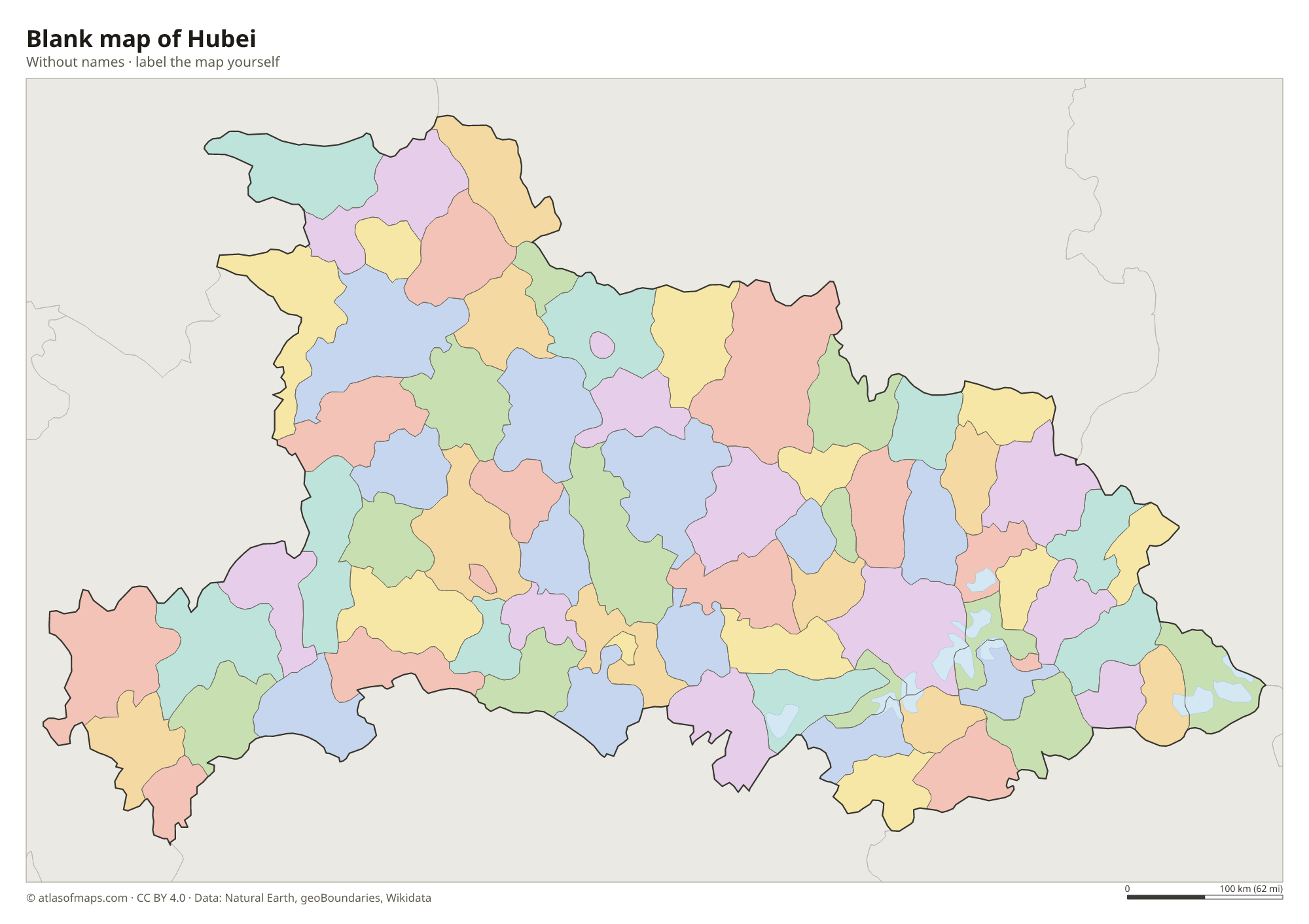 Blank map of Hubei without names