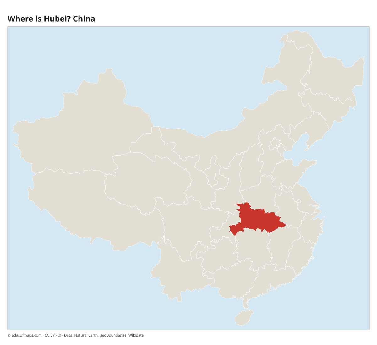 Location of Hubei in China