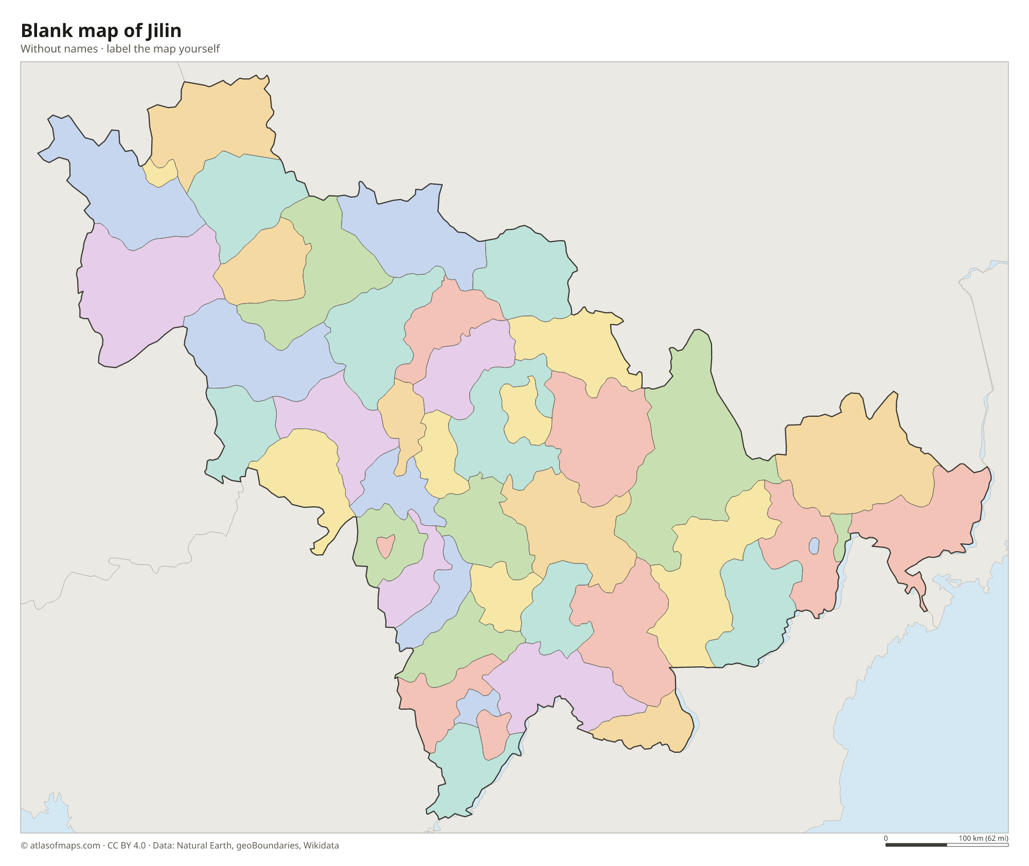Blank map of Jilin without names