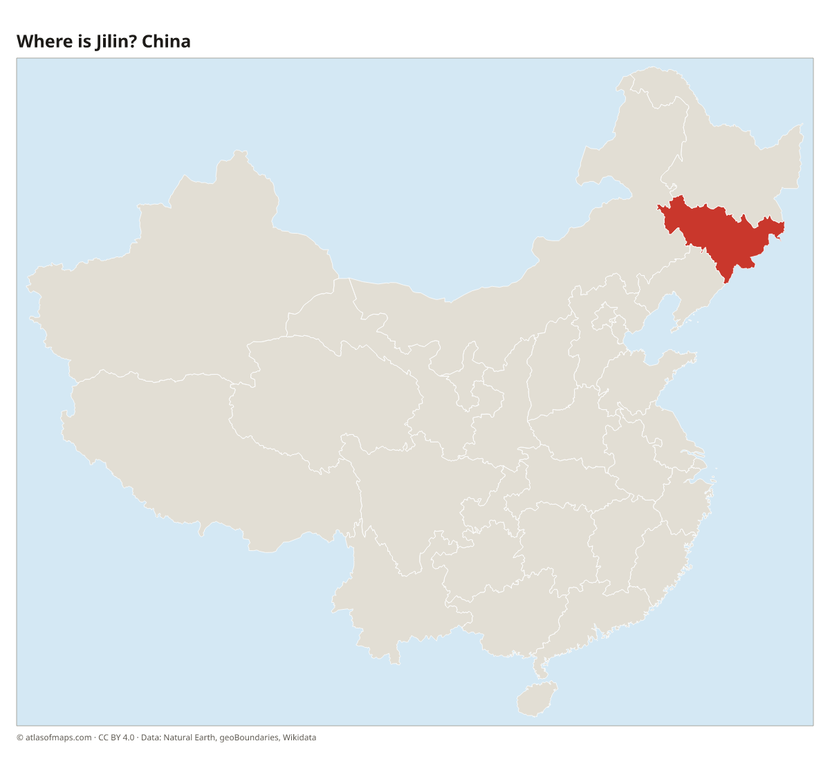 Location of Jilin in China