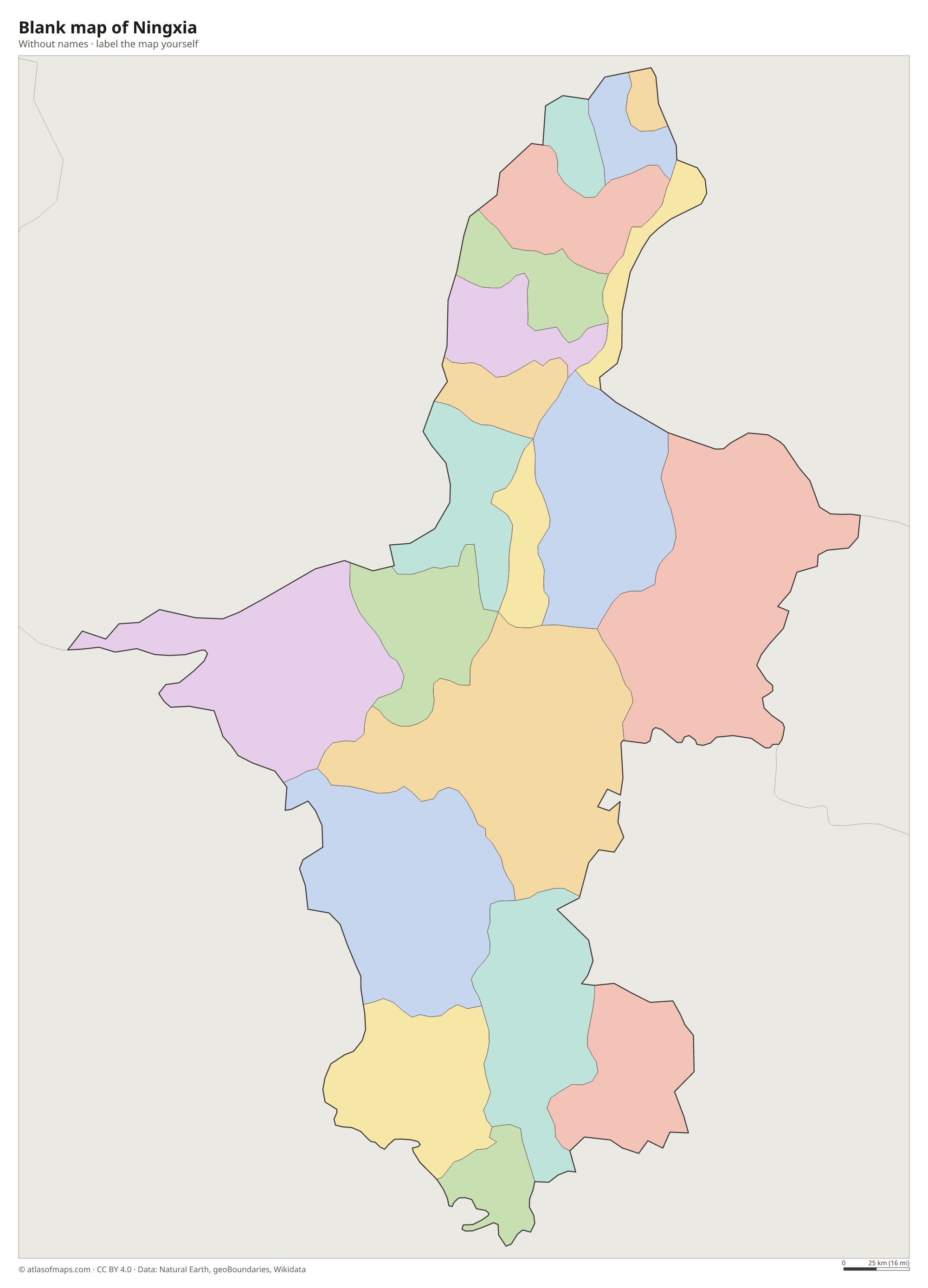 Blank map of Ningxia without names