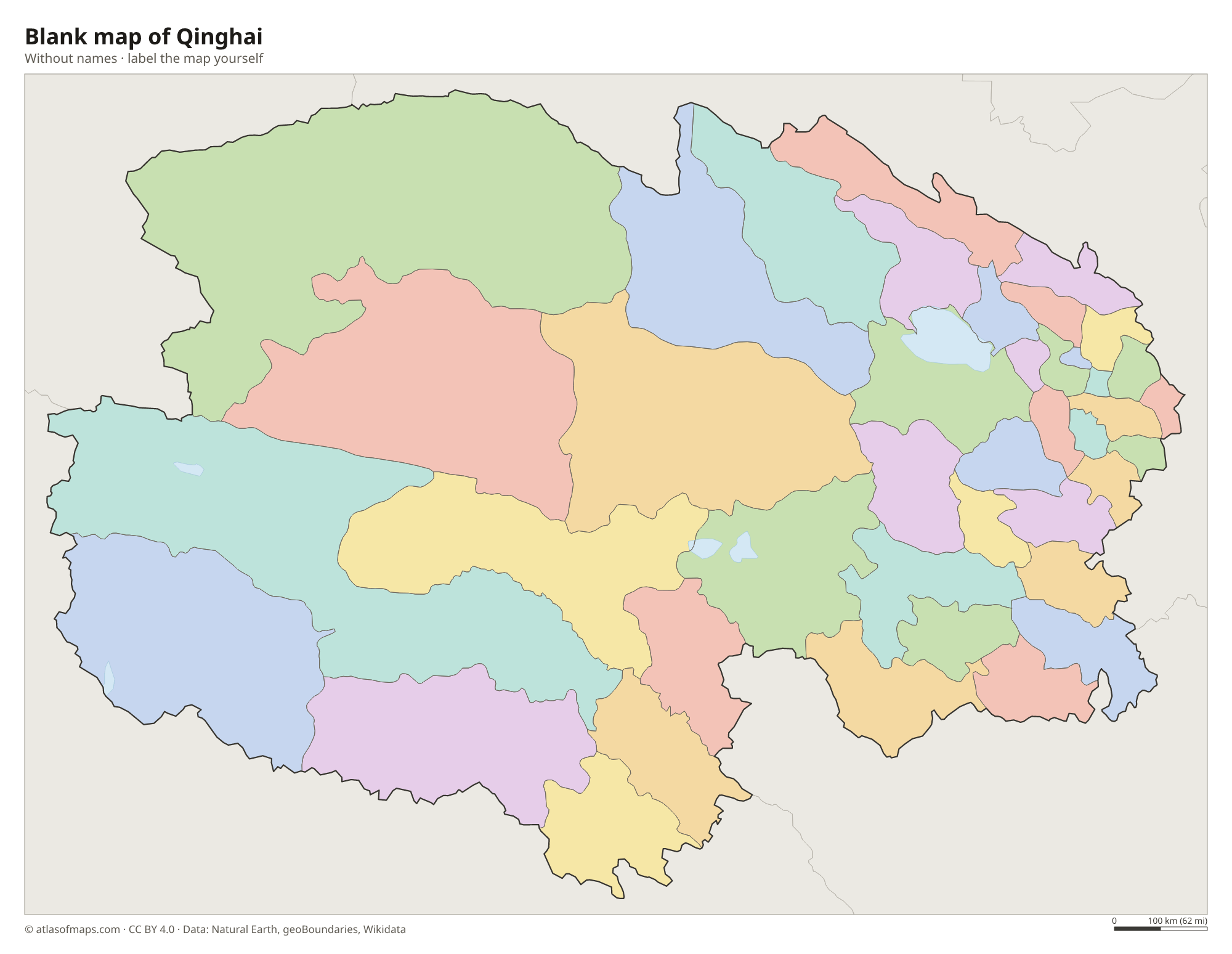 Blank map of Qinghai without names