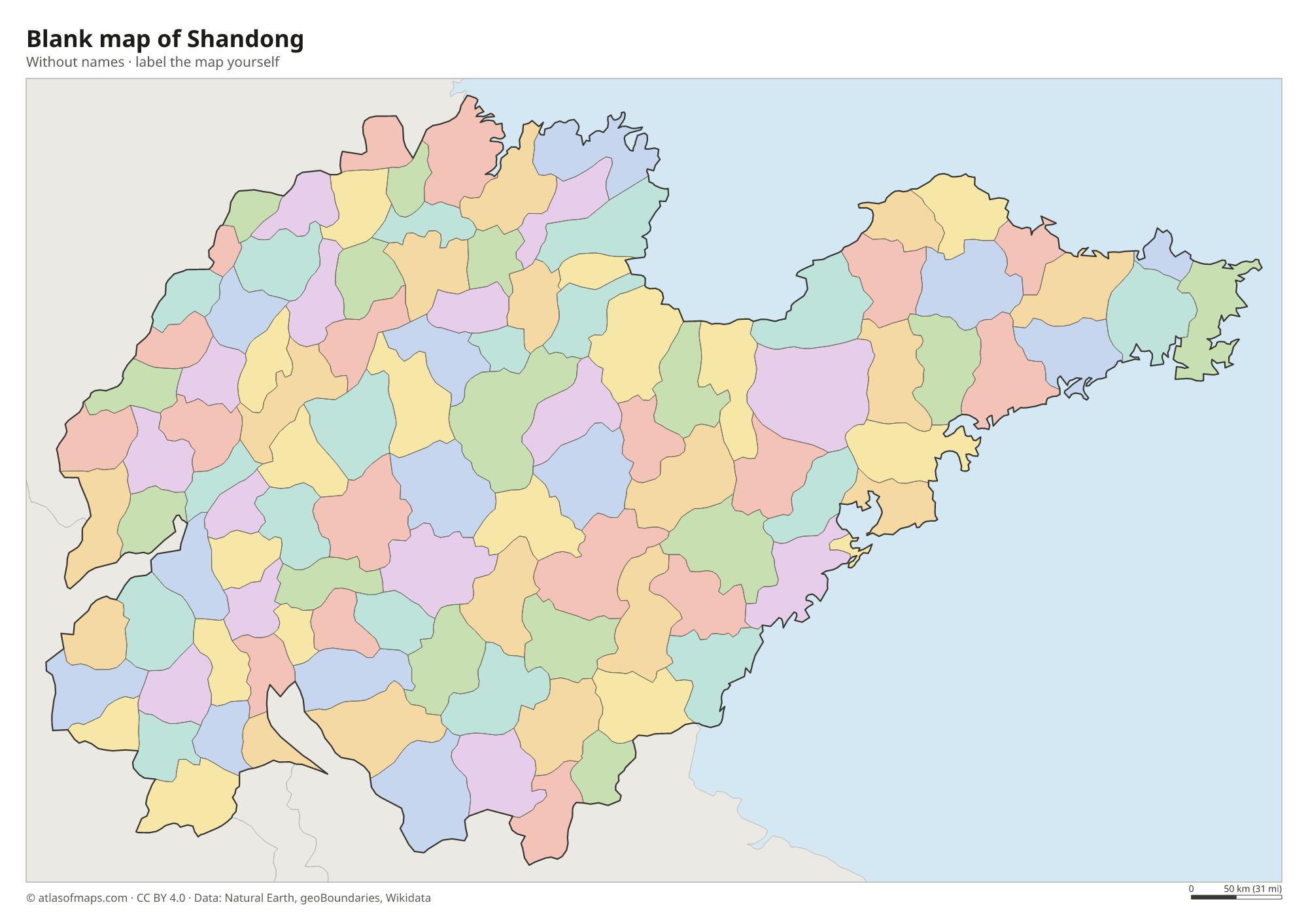 Blank map of Shandong without names