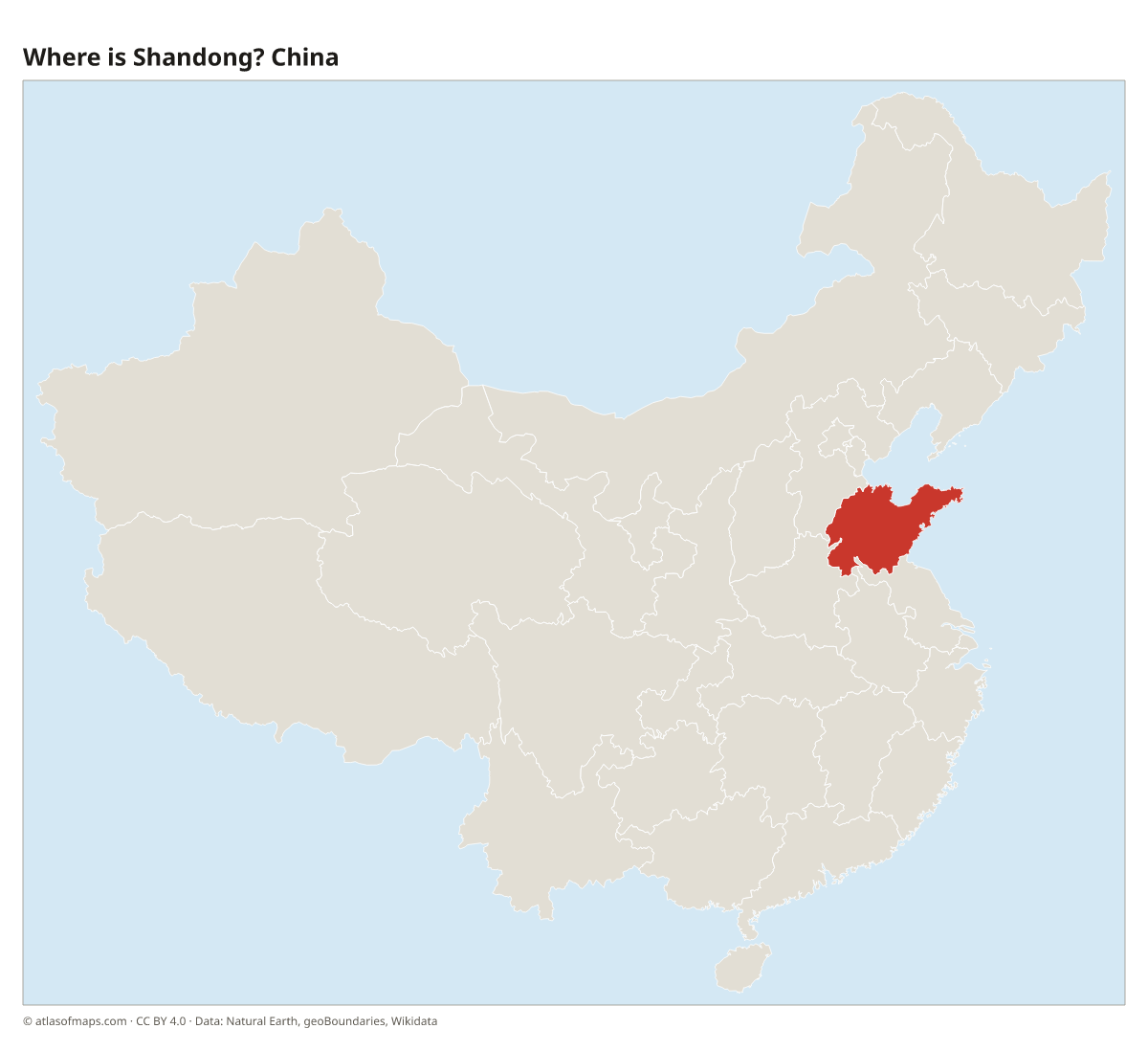 Location of Shandong in China