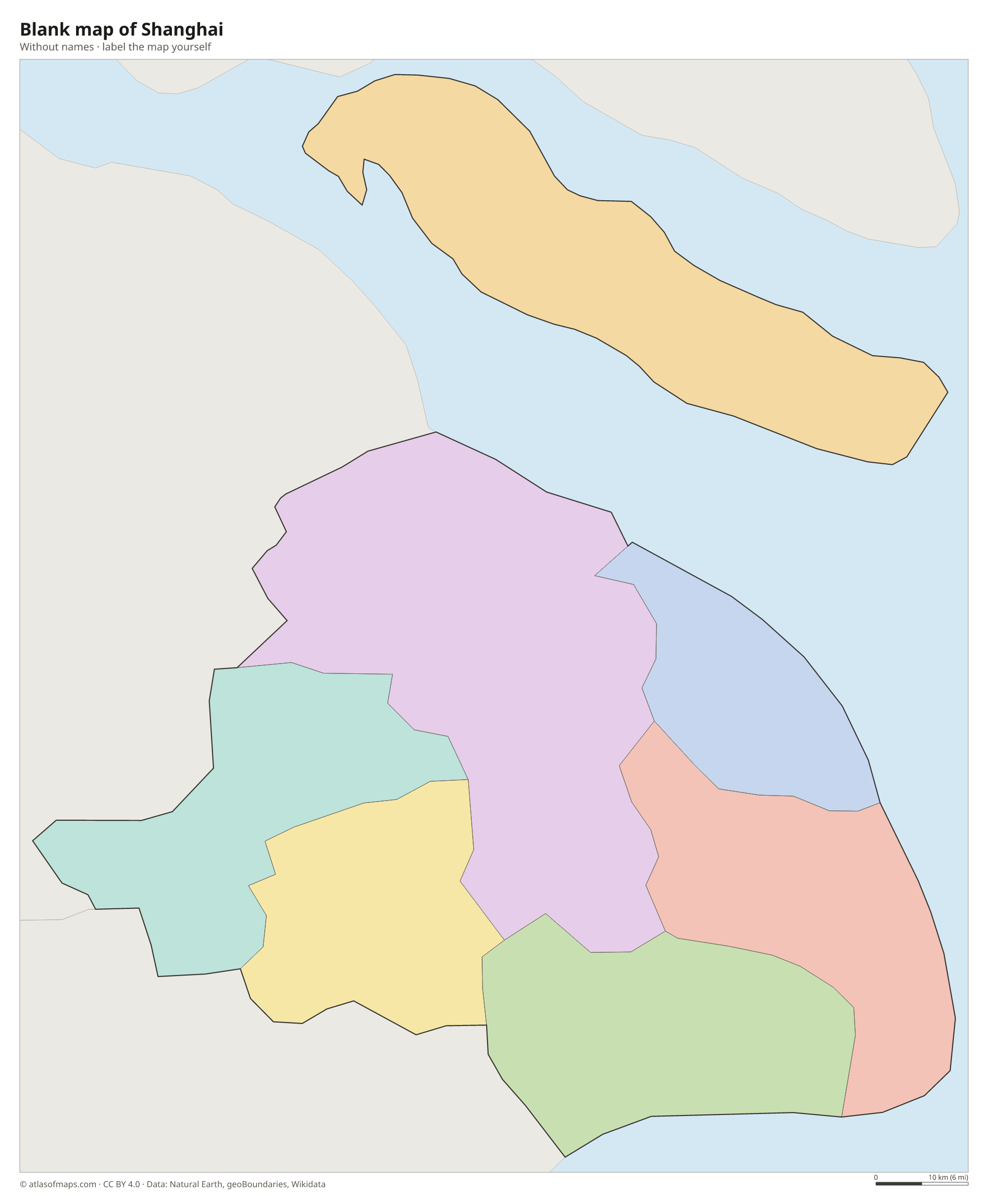 Blank map of Shanghai without names