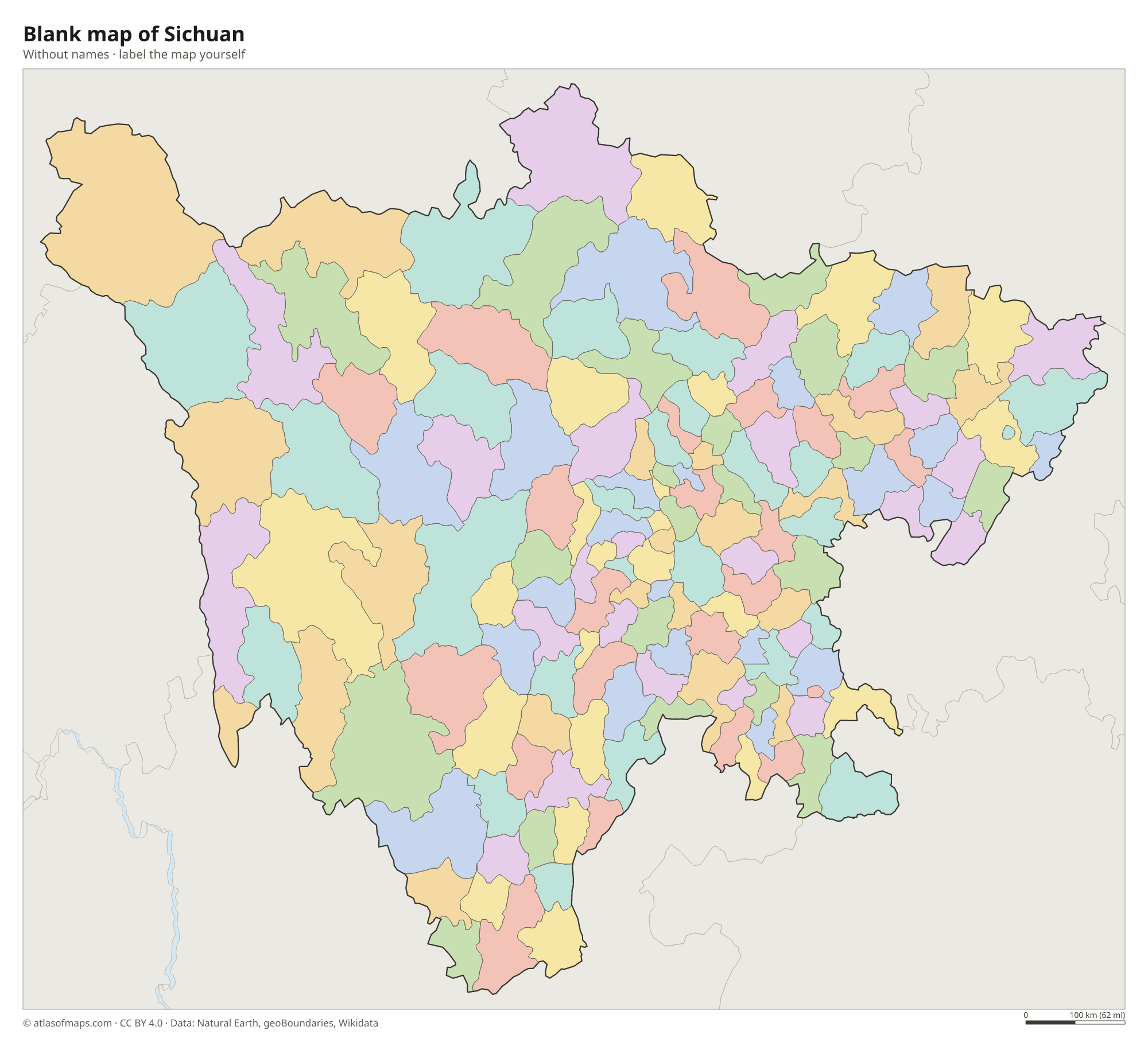 Blank map of Sichuan without names