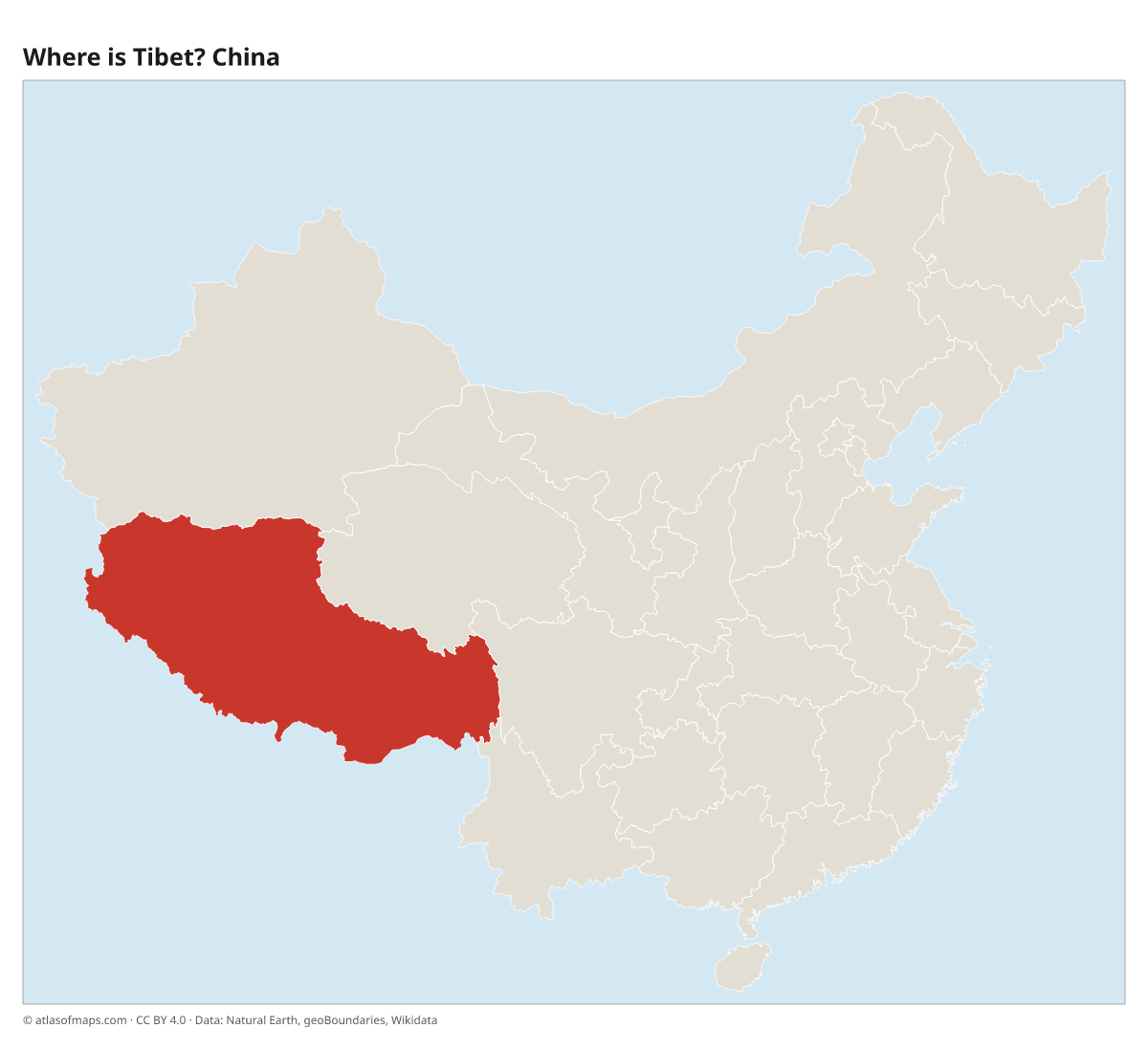 Location of Tibet in China