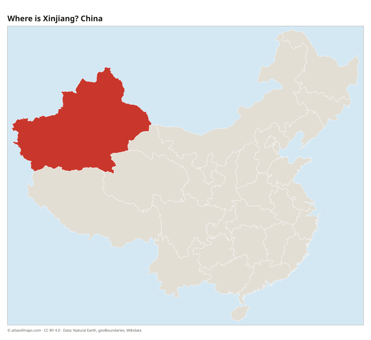 Location of Xinjiang in China