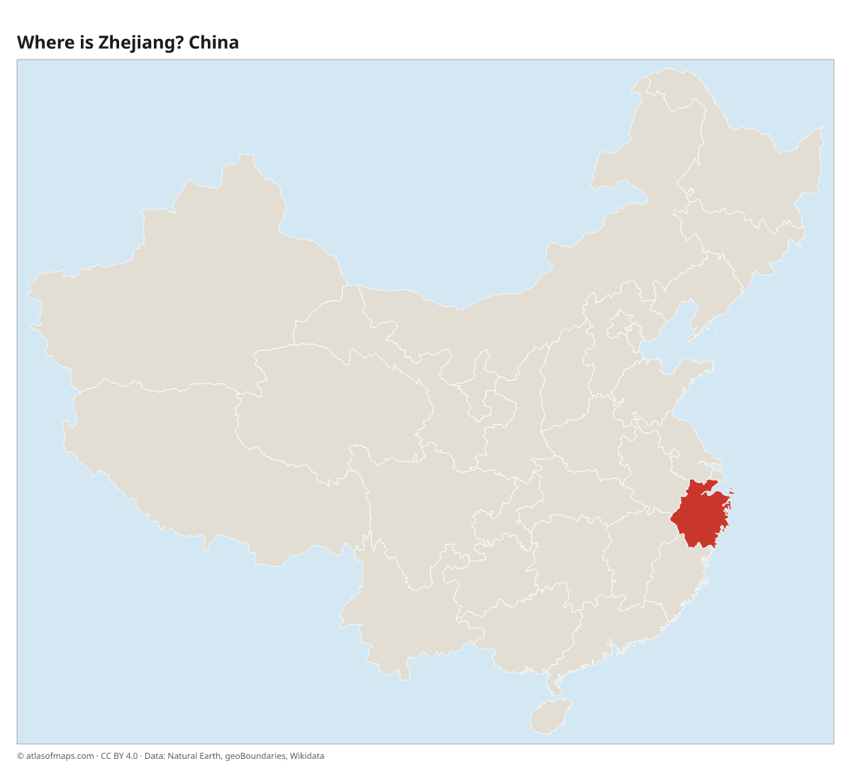 Location of Zhejiang in China