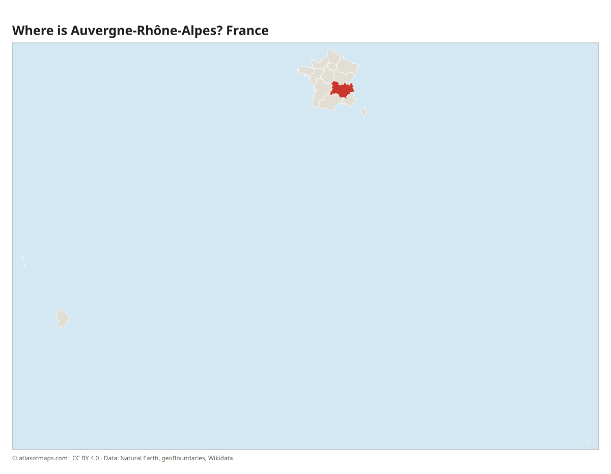 Location of Auvergne-Rhône-Alpes in France