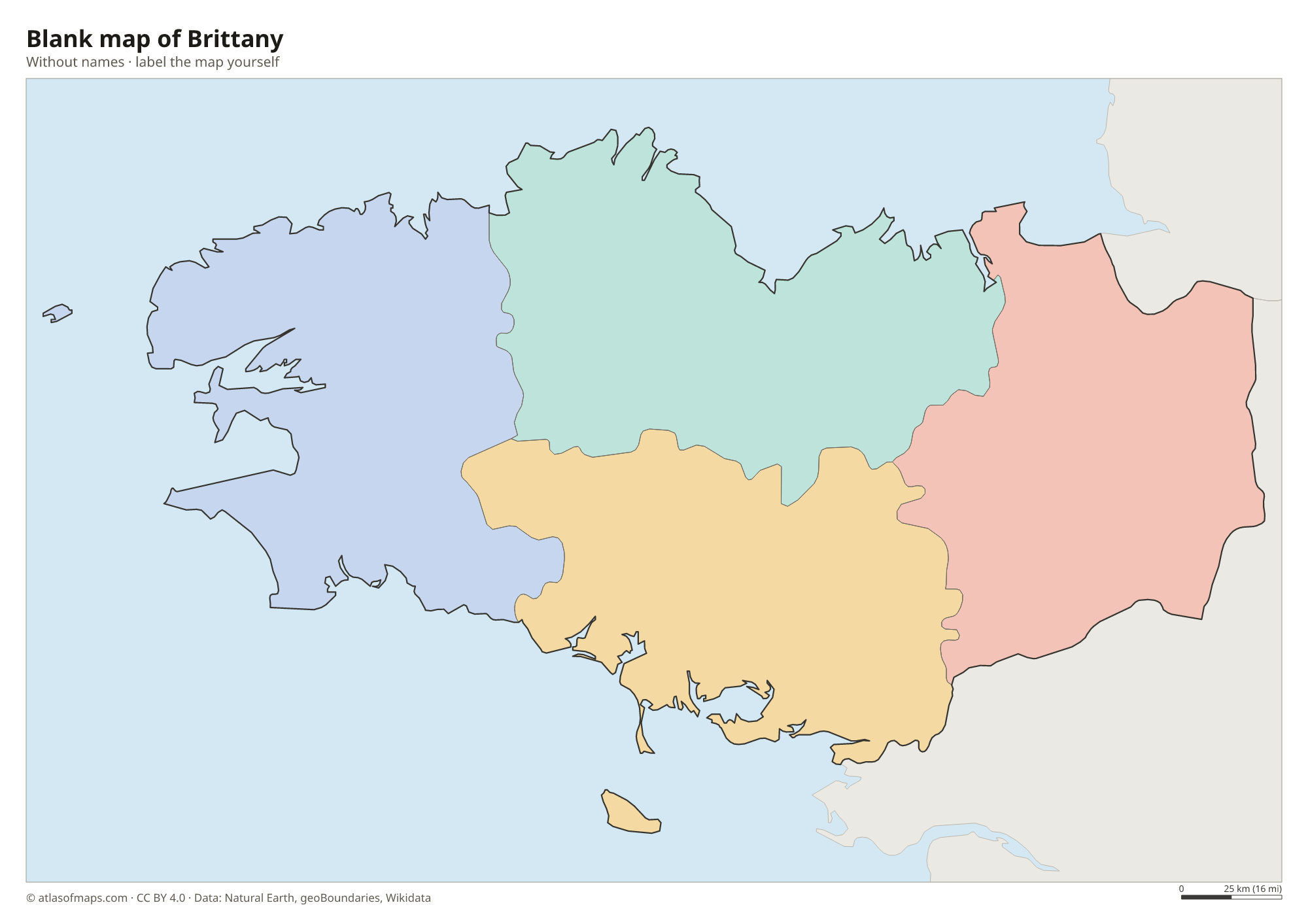 Blank map of Brittany without names