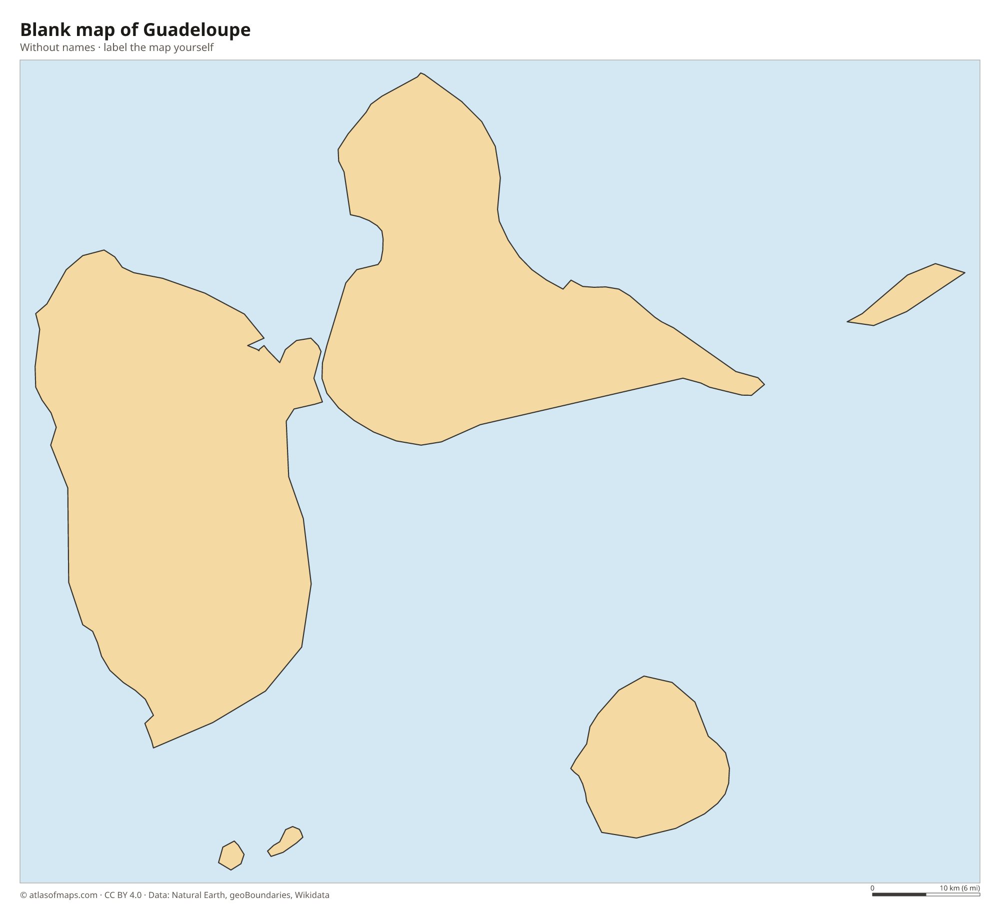 Blank map of Guadeloupe without names