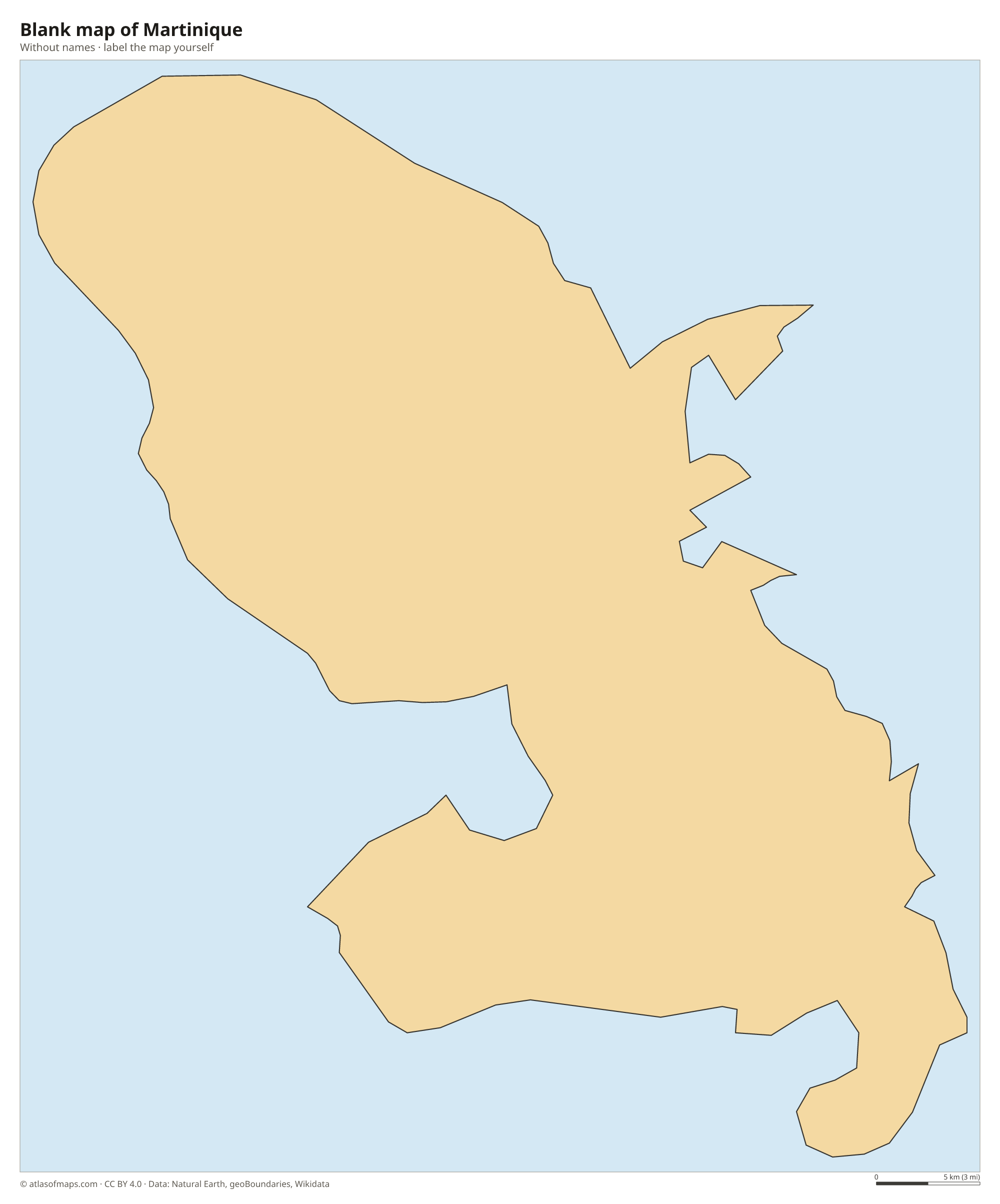 Blank map of Martinique without names