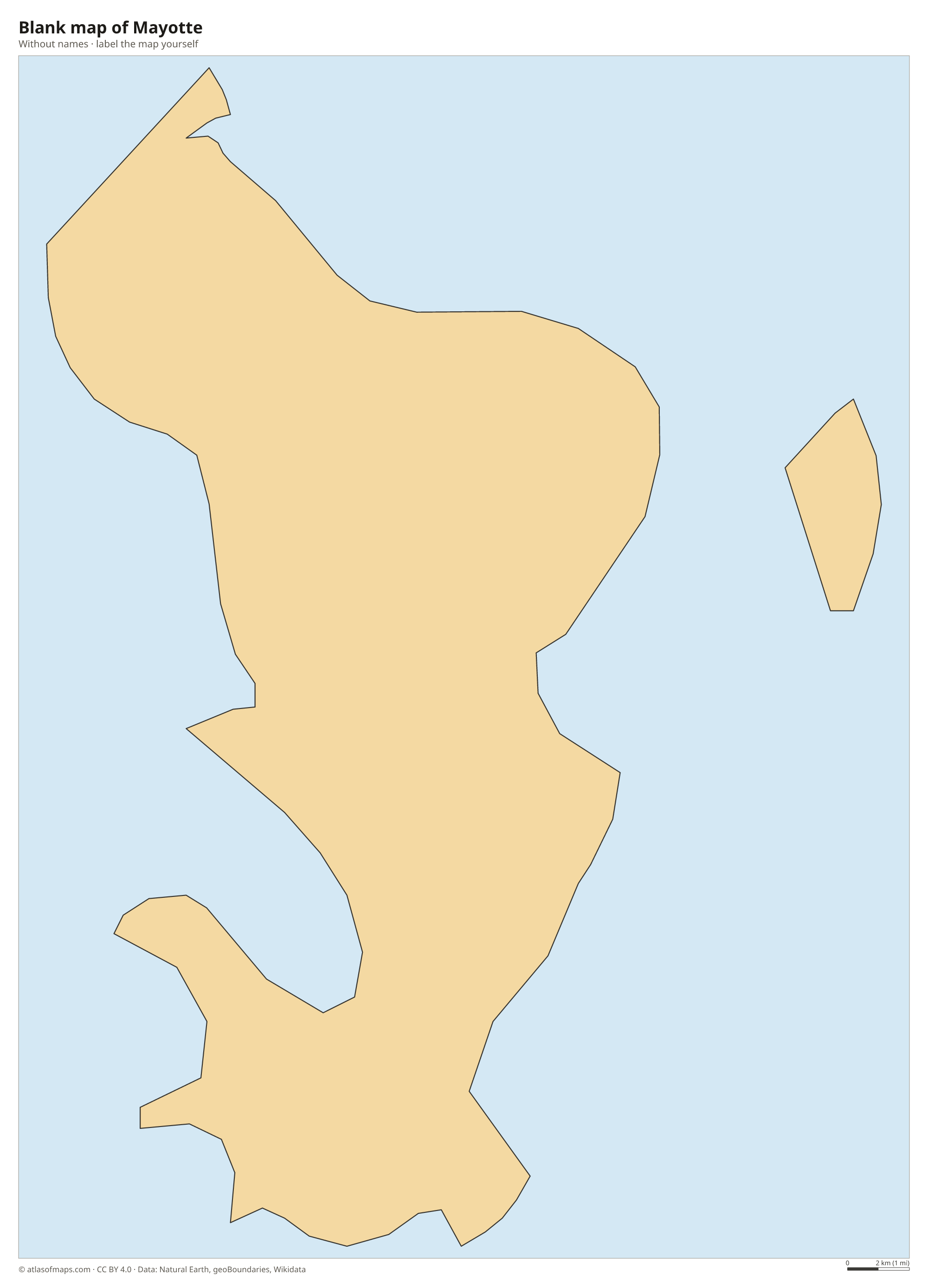 Blank map of Mayotte without names
