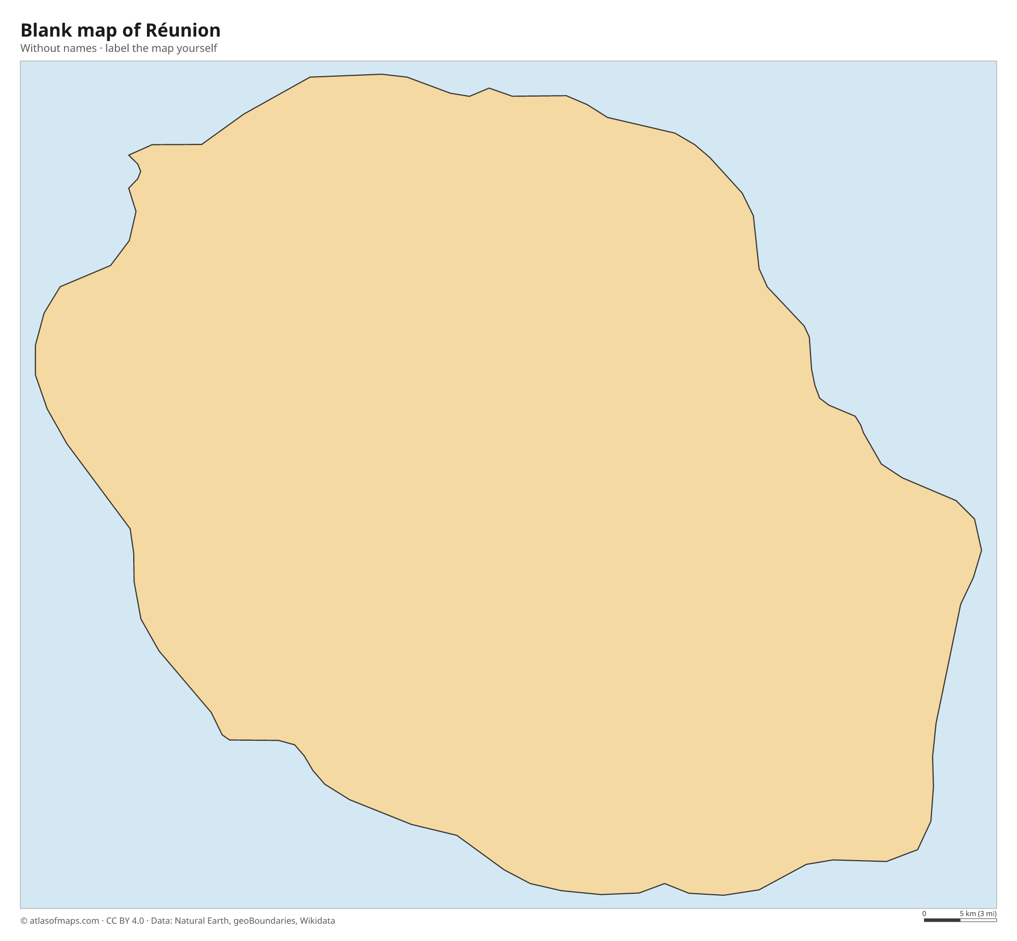 Blank map of Réunion without names
