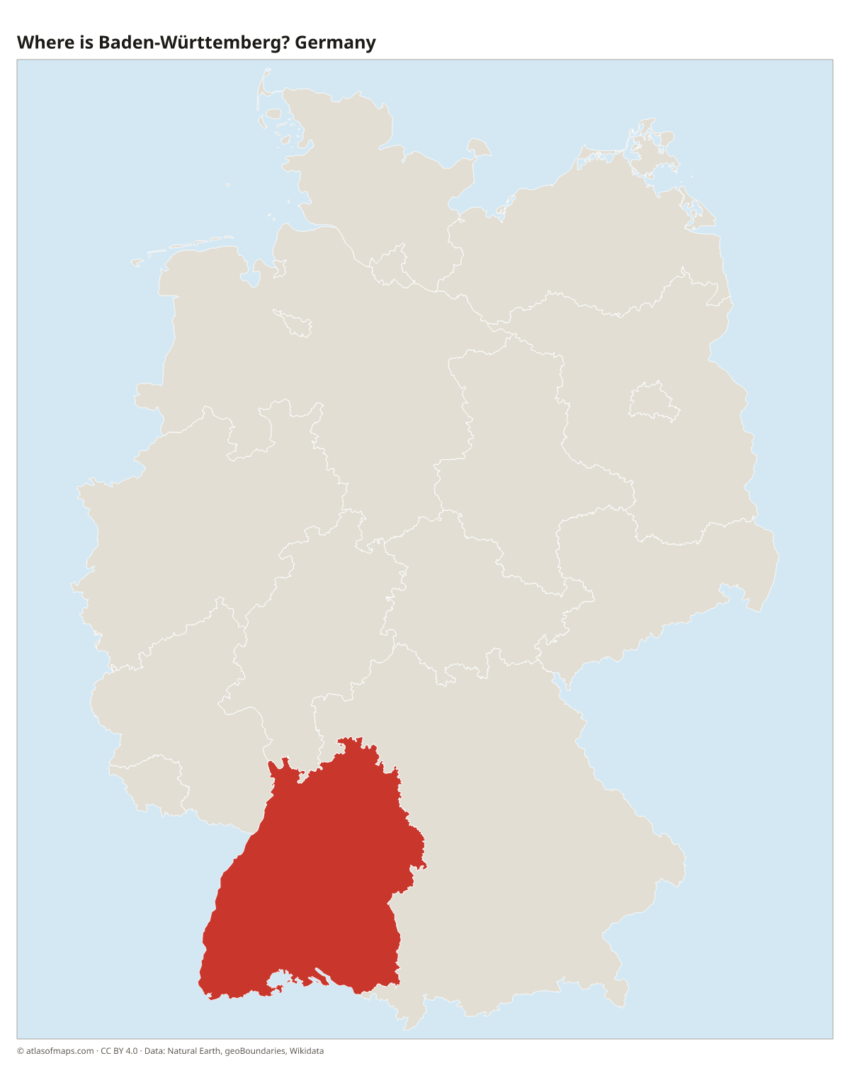 Location of Baden-Württemberg in Germany