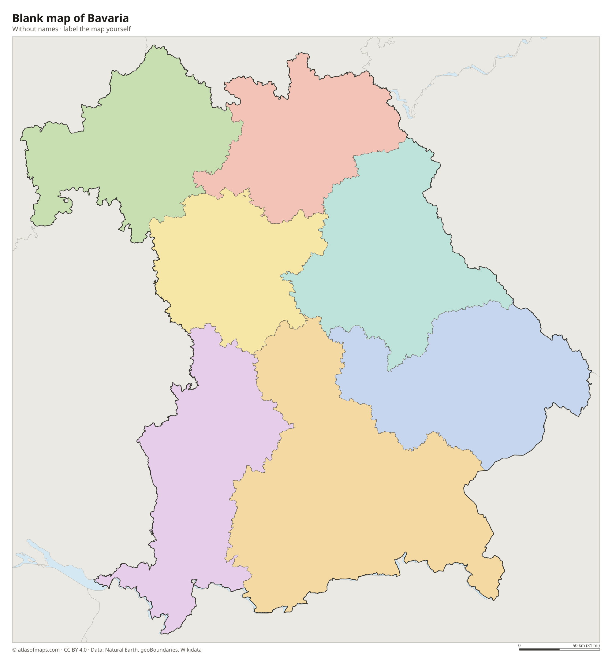 Blank map of Bavaria without names