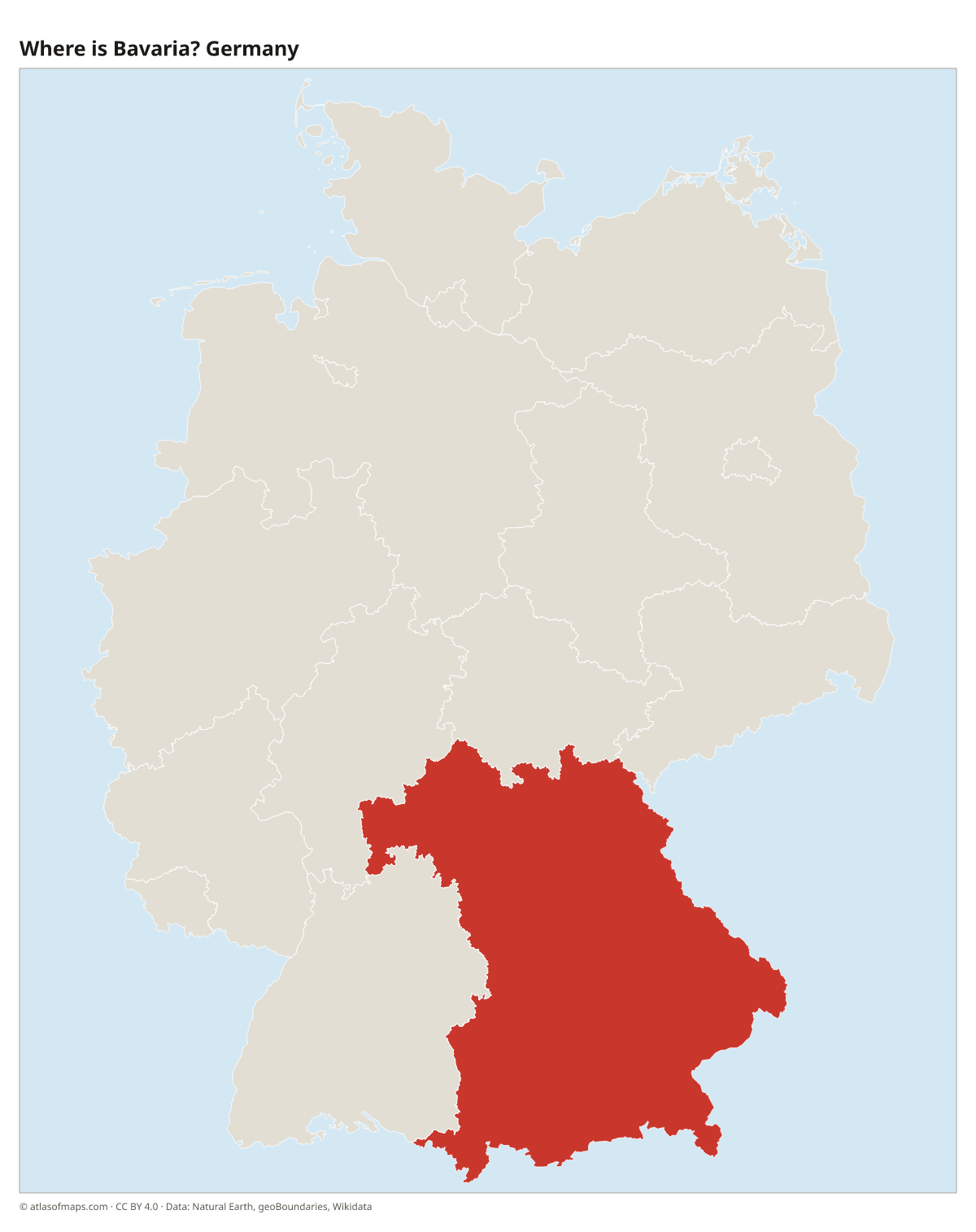 Location of Bavaria in Germany