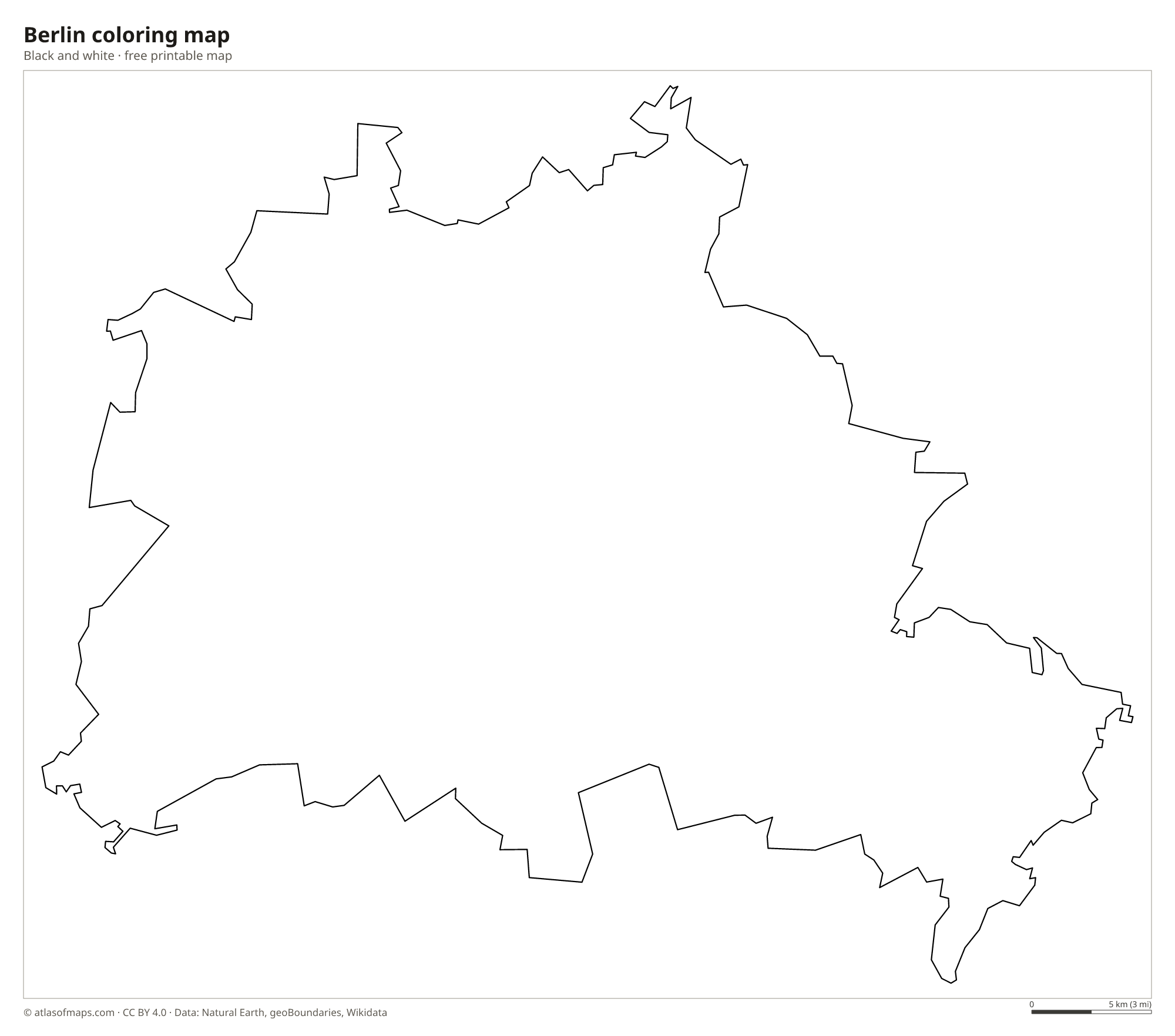 Black-and-white coloring map of Berlin