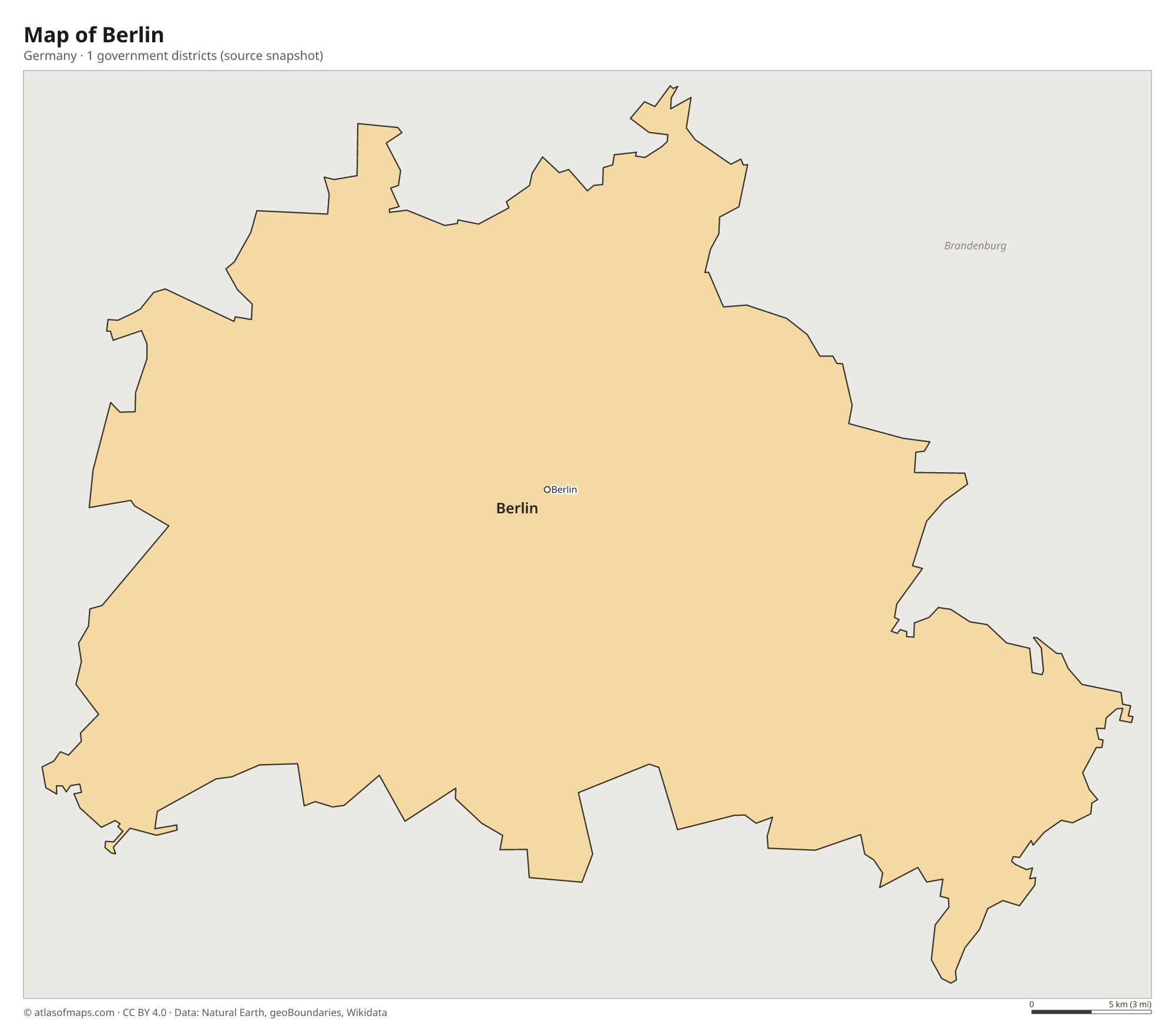 Map of Berlin, cities and government districts