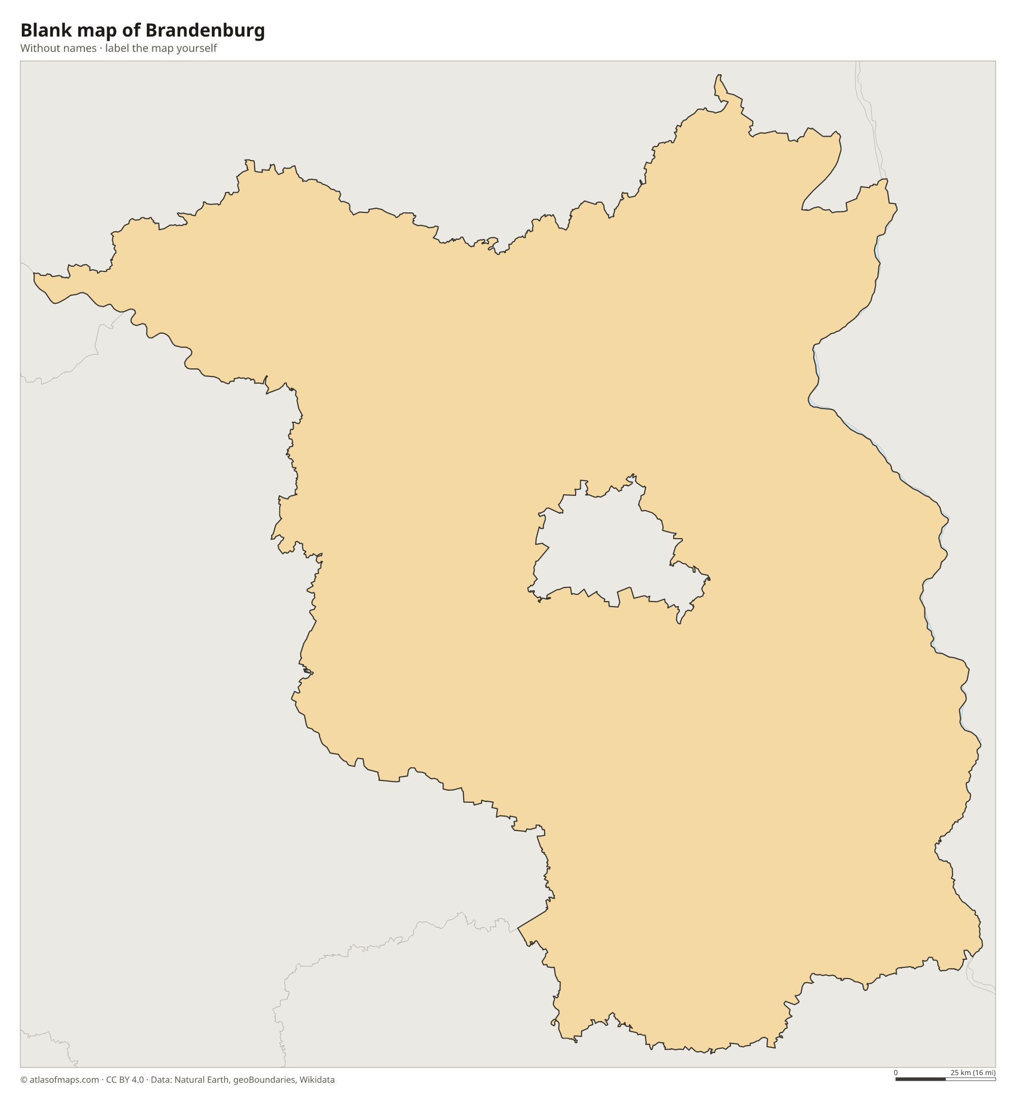 Blank map of Brandenburg without names