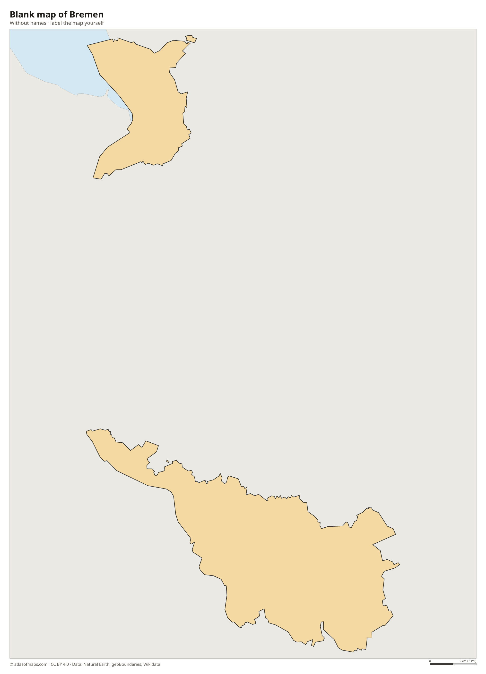 Blank map of Bremen without names