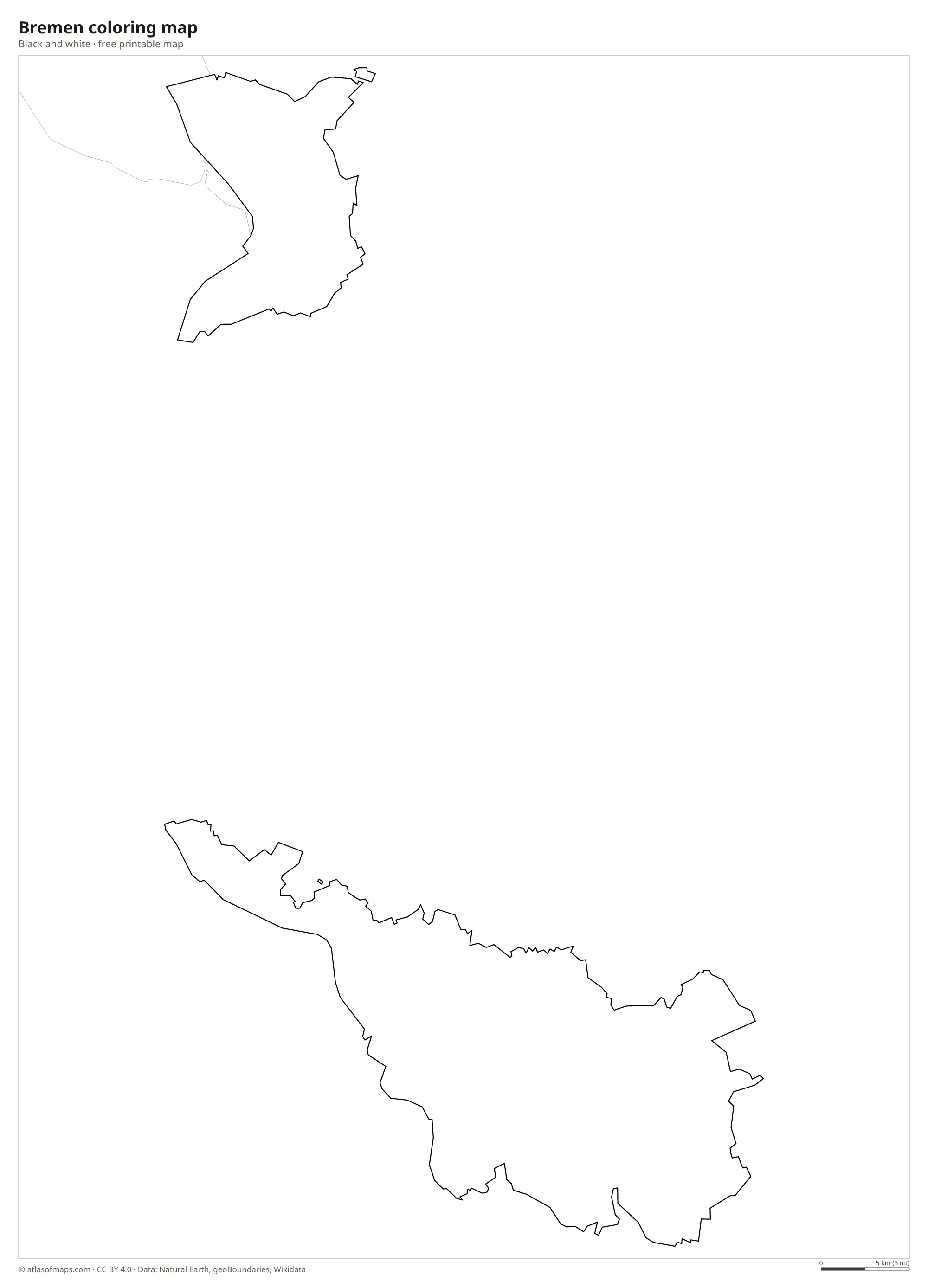 Black-and-white coloring map of Bremen