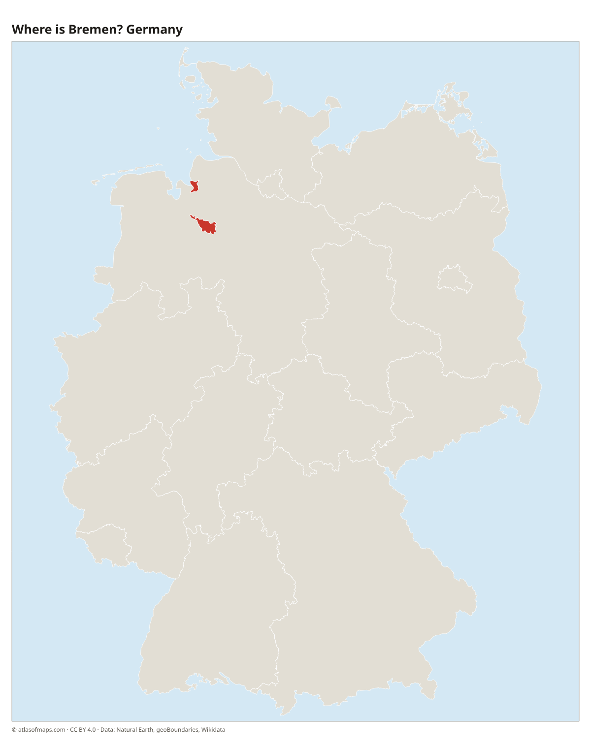 Location of Bremen in Germany