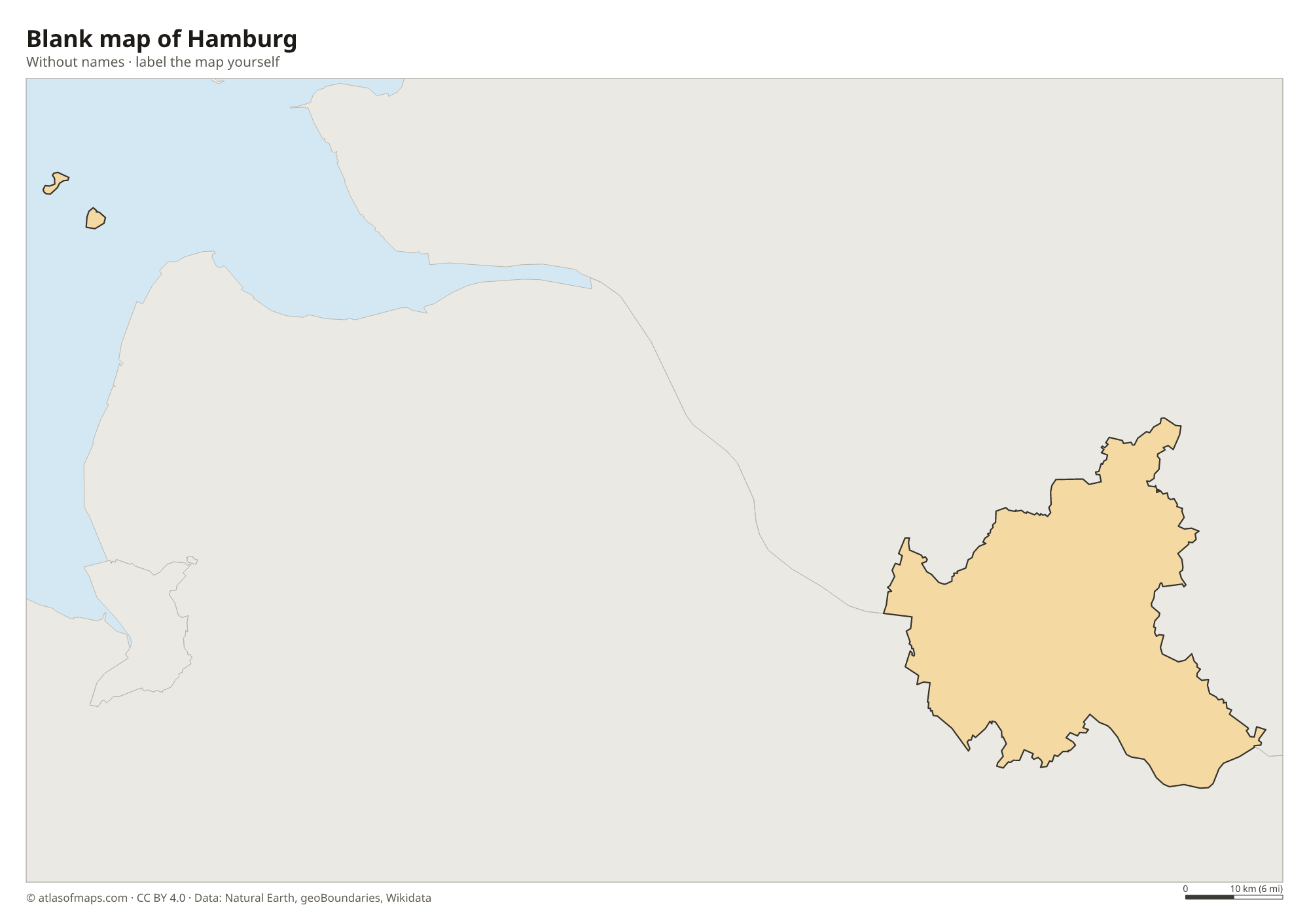 Blank map of Hamburg without names