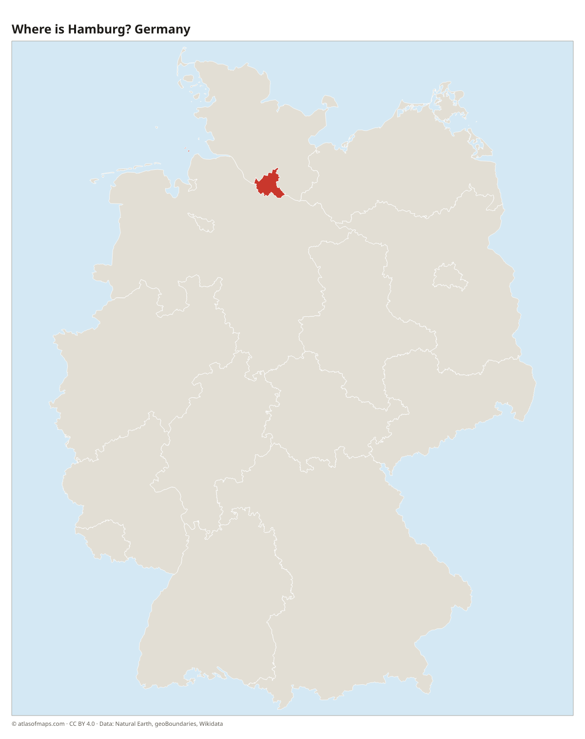 Location of Hamburg in Germany
