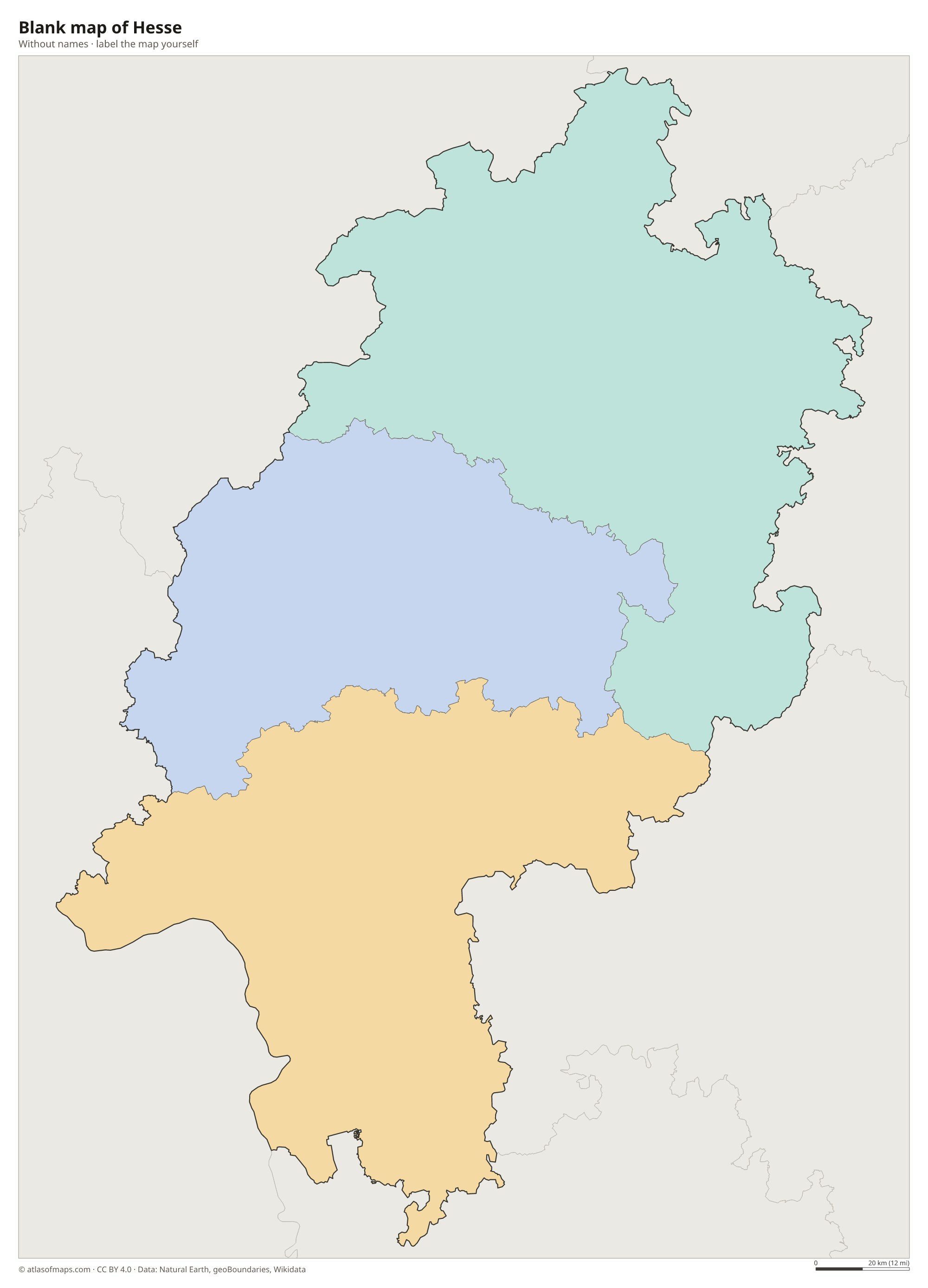 Blank map of Hesse without names