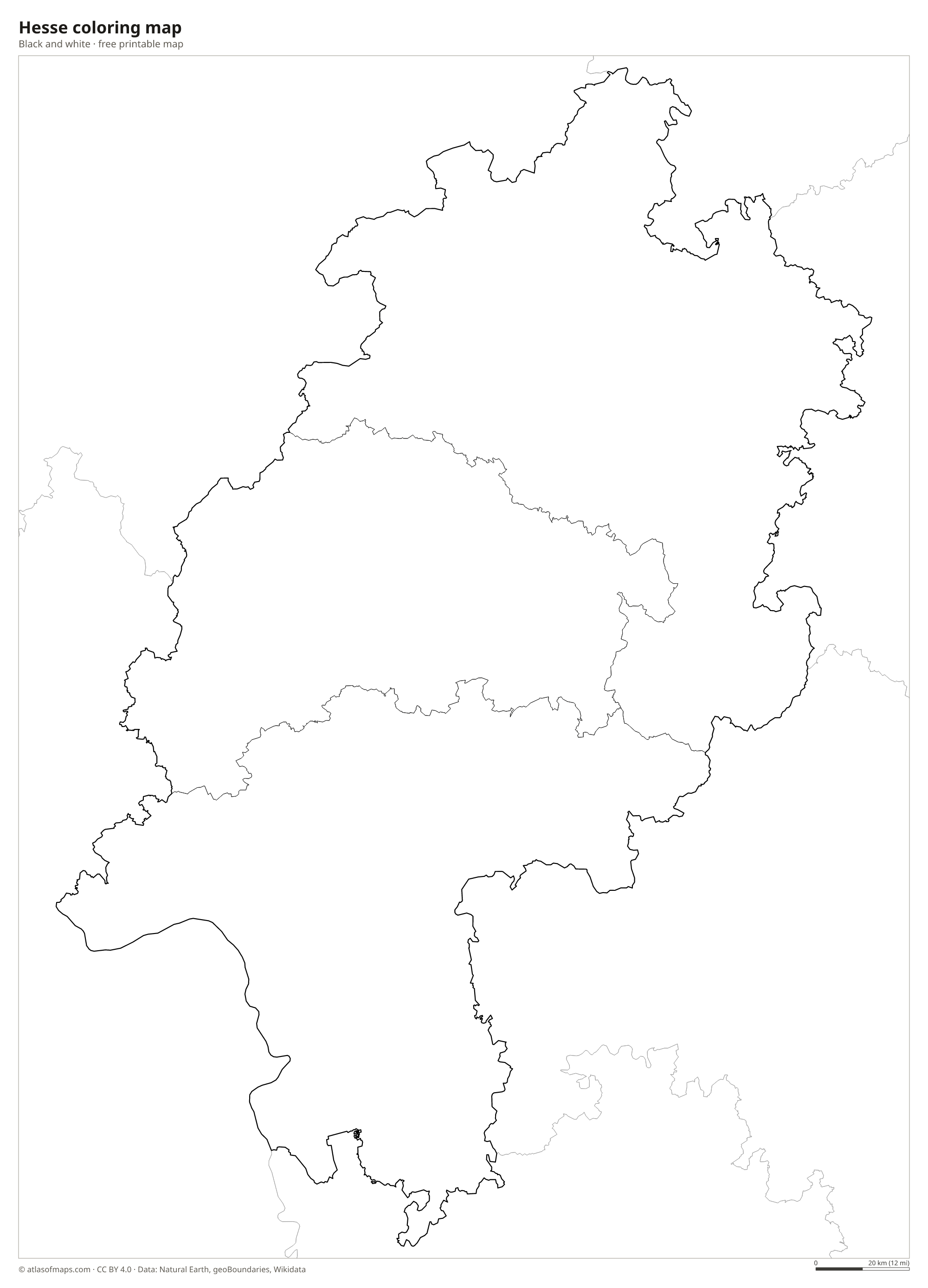 Black-and-white coloring map of Hesse