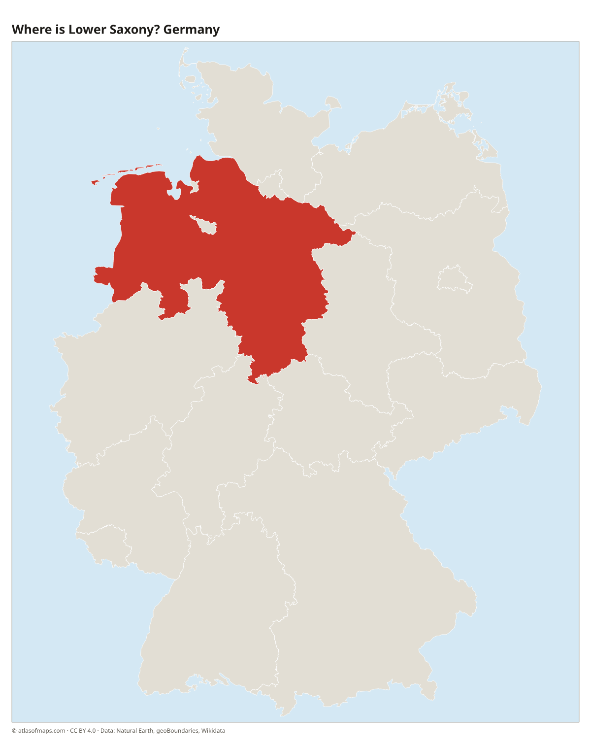 Location of Lower Saxony in Germany