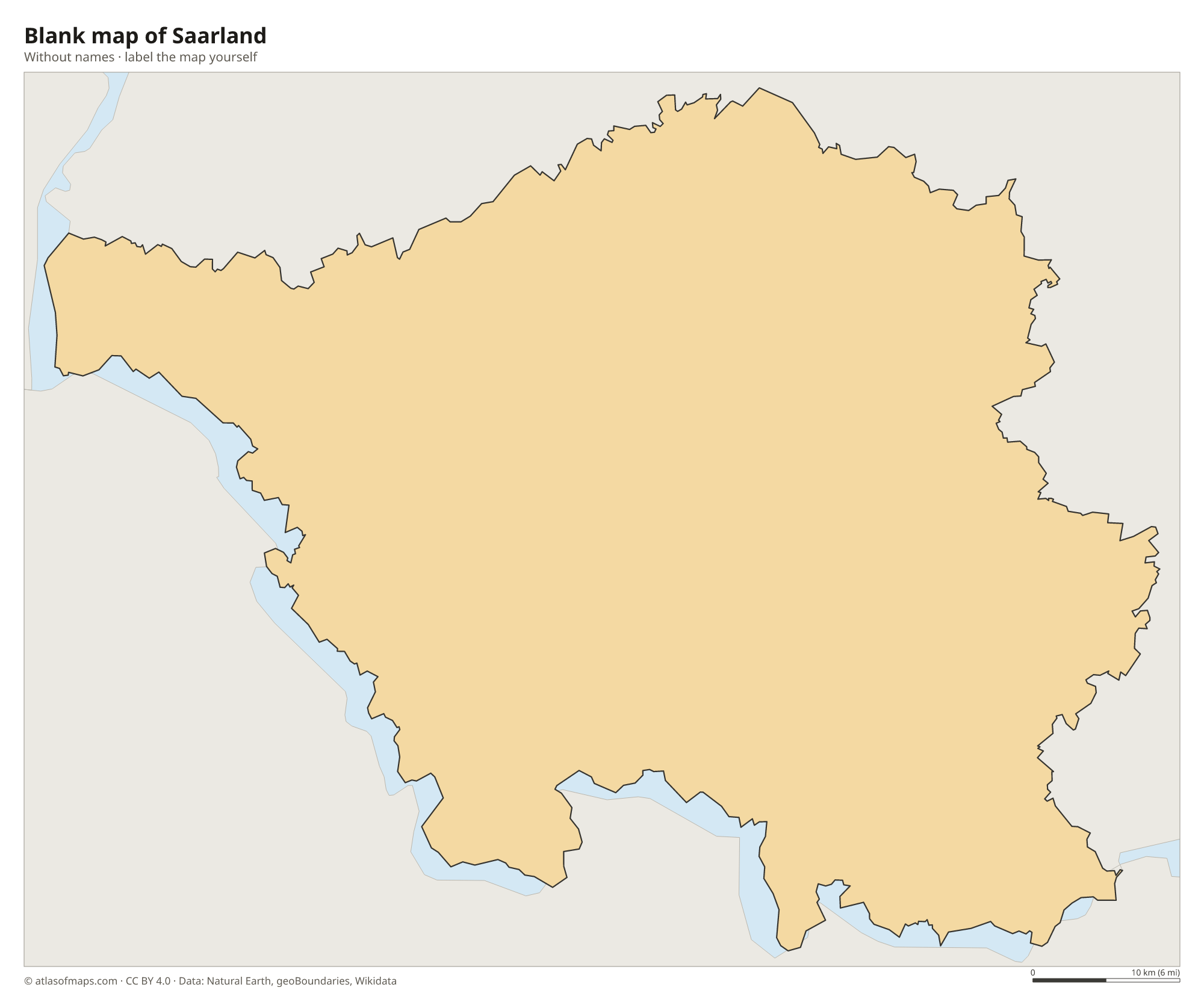 Blank map of Saarland without names