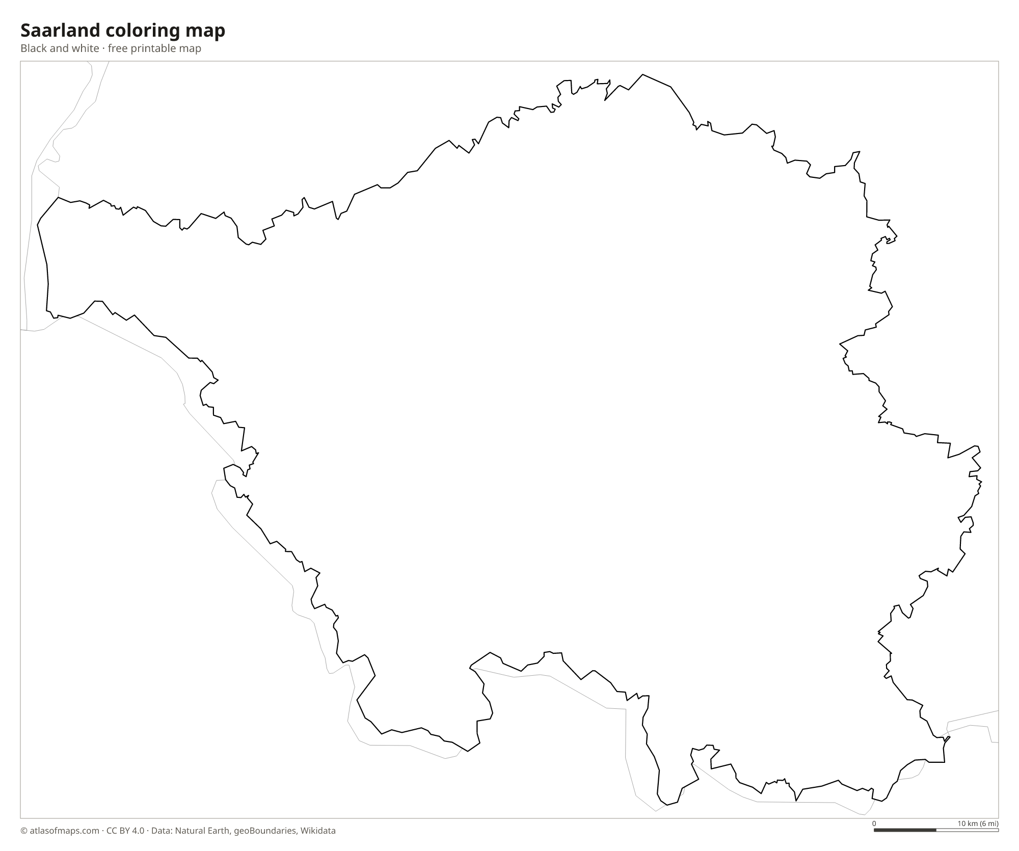 Black-and-white coloring map of Saarland