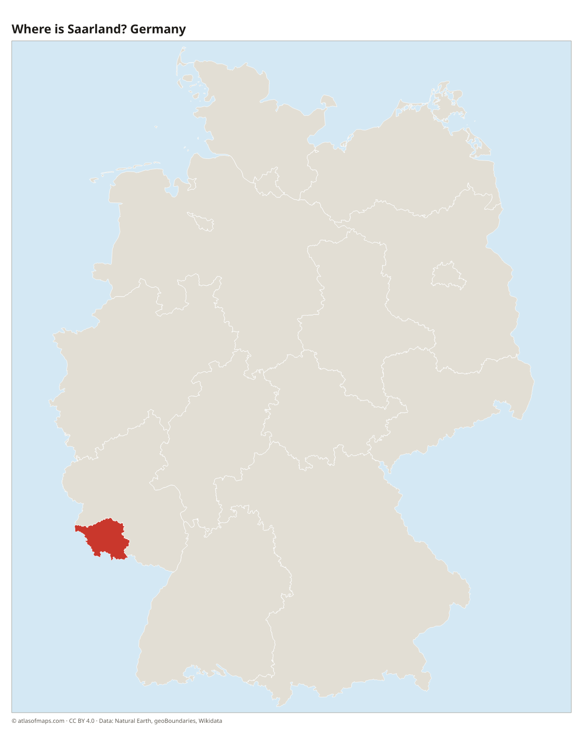 Location of Saarland in Germany