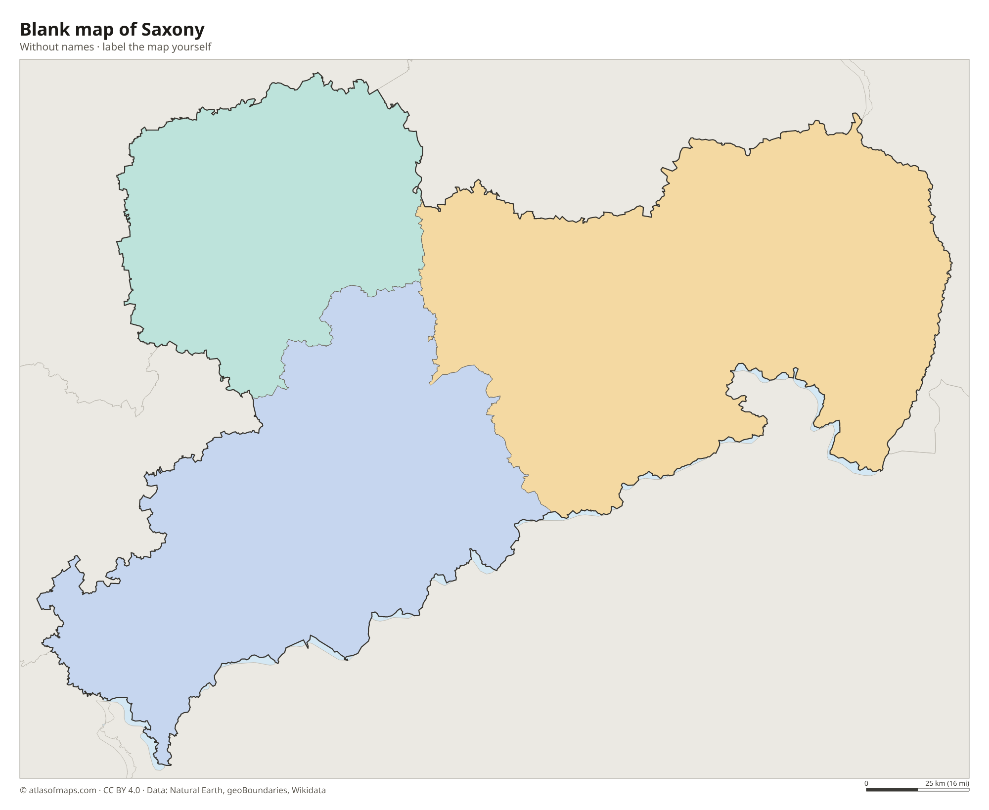 Blank map of Saxony without names