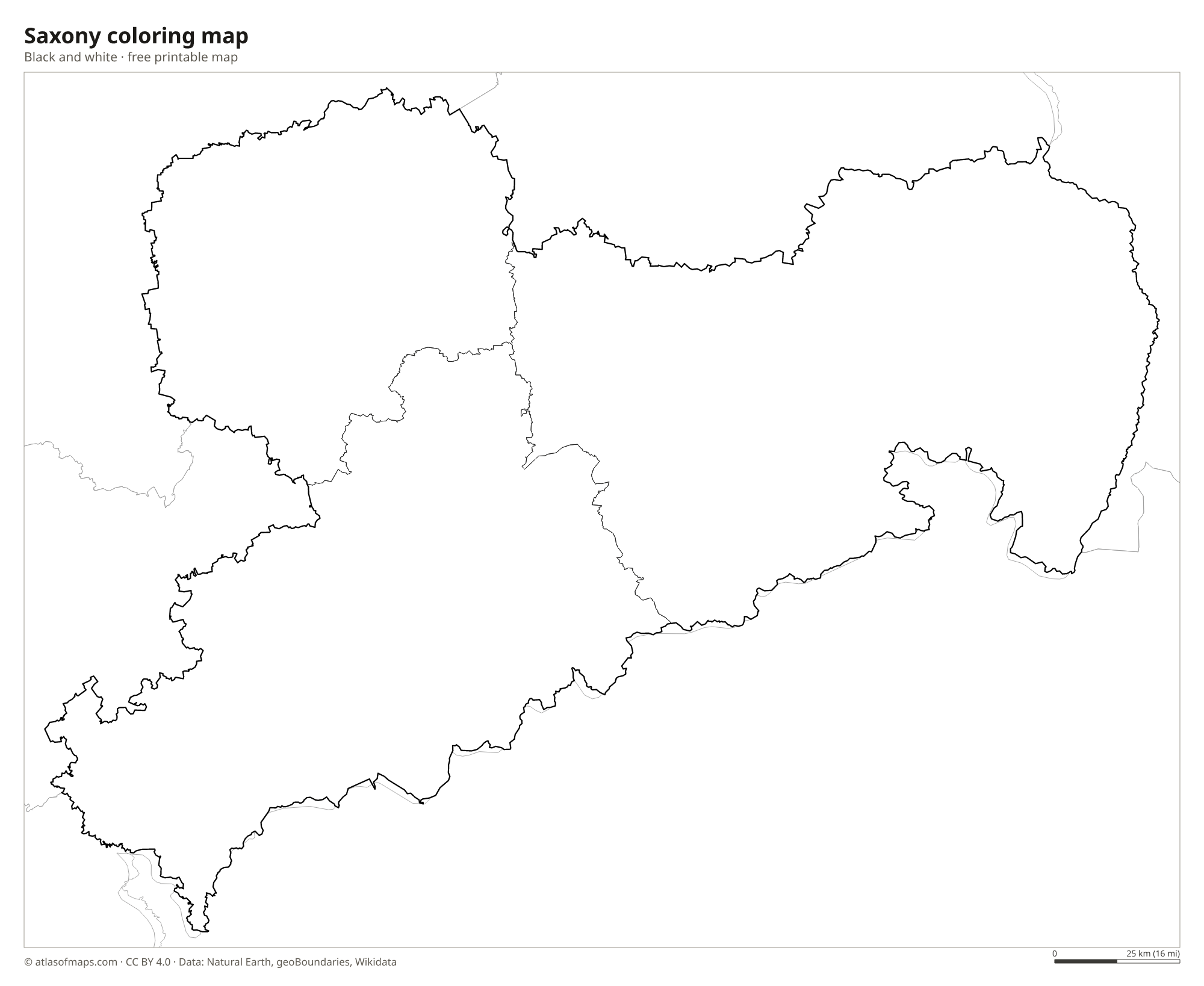 Black-and-white coloring map of Saxony